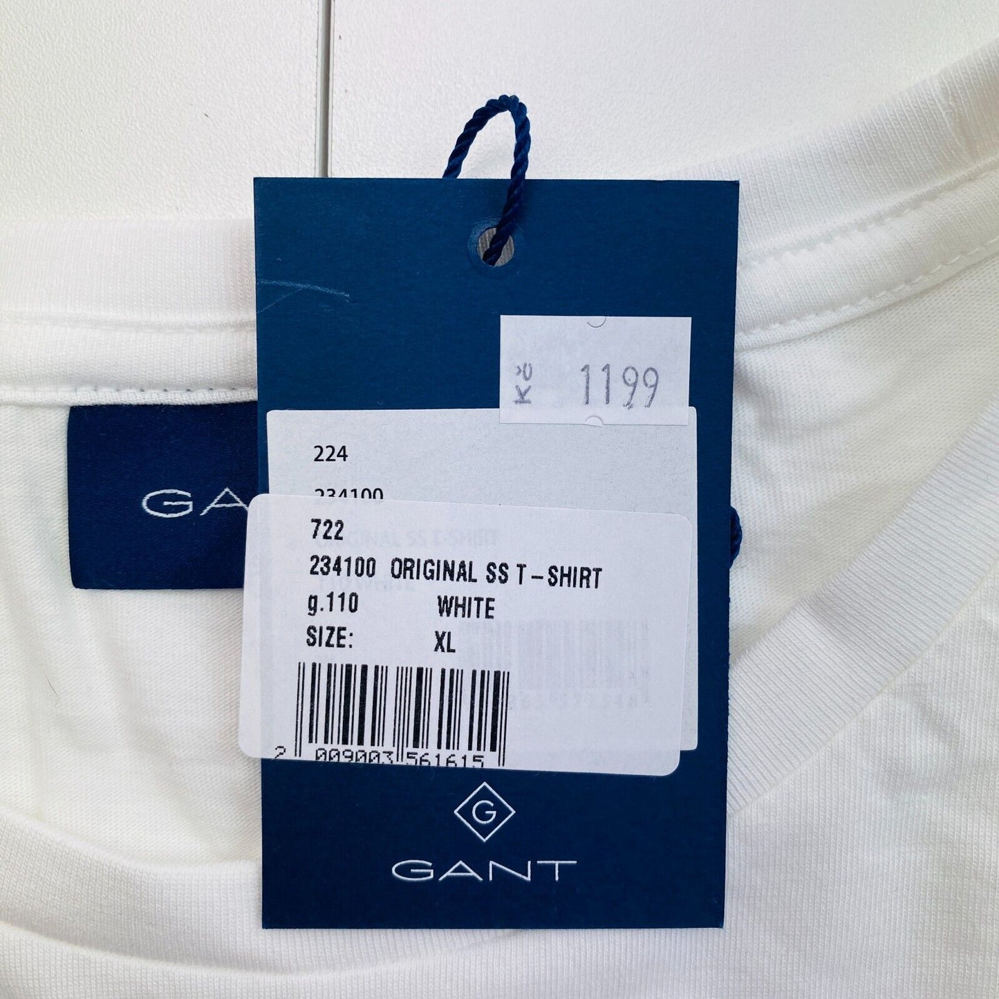 GANT Men White Original Crew Neck Short Sleeve T Shirt Size XL