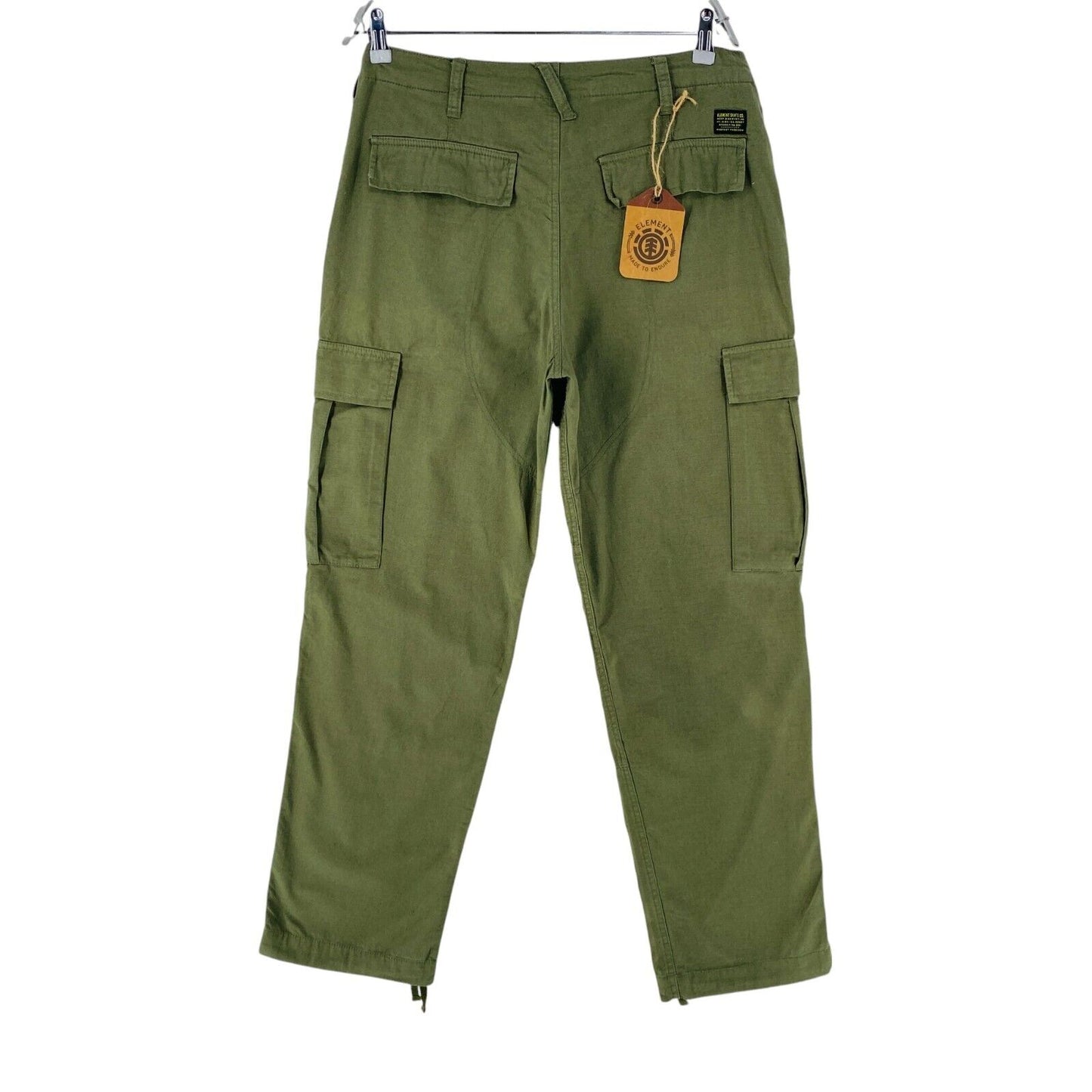 ELEMENT Mens Dark Green Regular Straight Fit Cargo Trousers Size W33