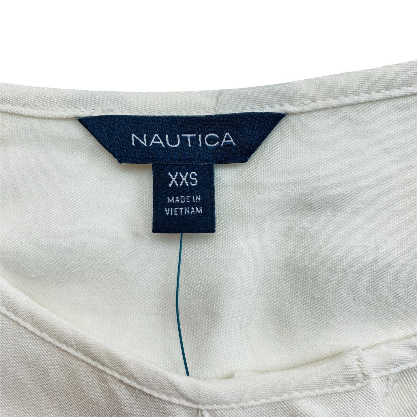 NAUTICA Weiße Bluse mit Rundhalsausschnitt, Größe 2XS