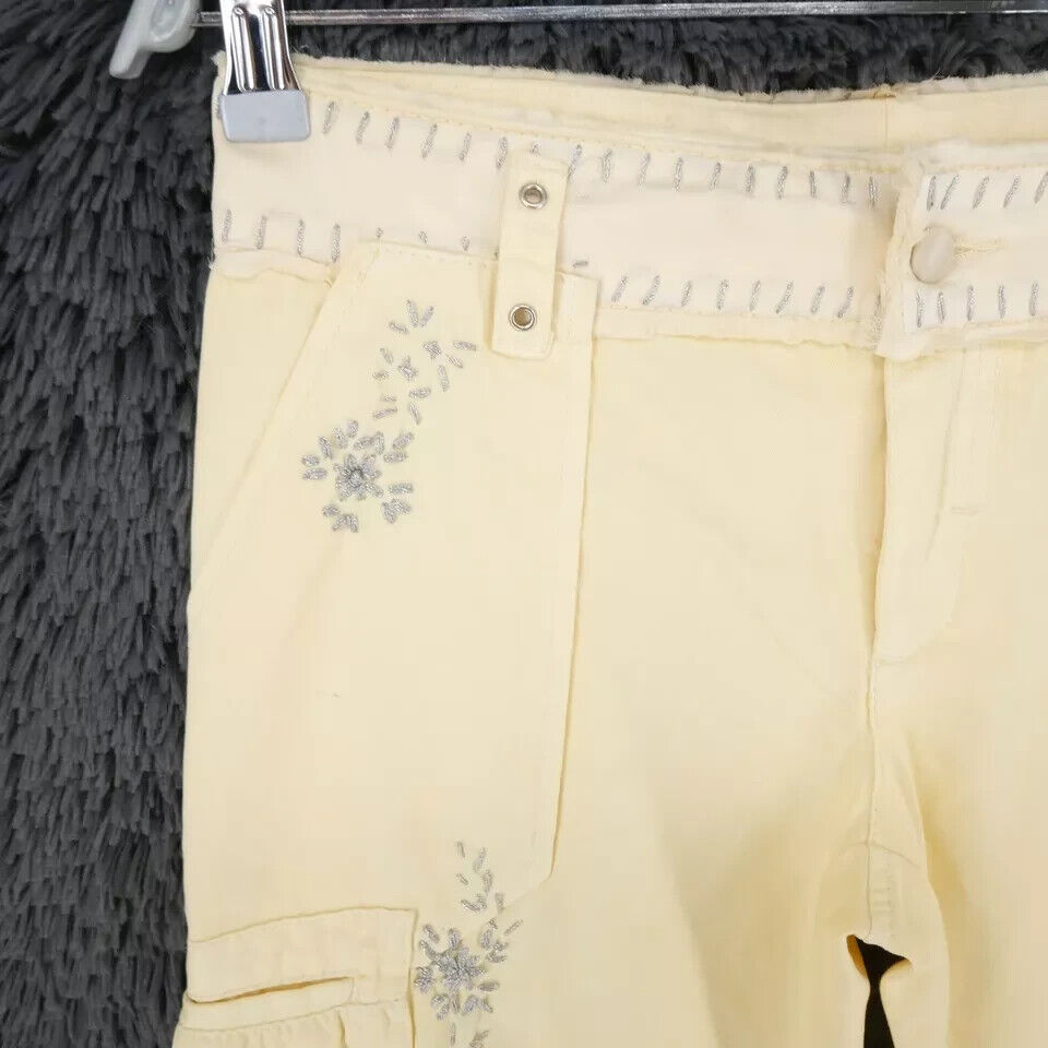 STEFANEL Women Yellow Regular Straight Fit Embroidered Trousers IT 46 EU 42 W34