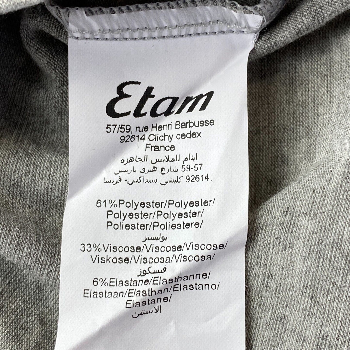 Etam T-Shirt mit Rundhalsausschnitt und Grafikdruck, kurzärmlig, Grau, Größe L