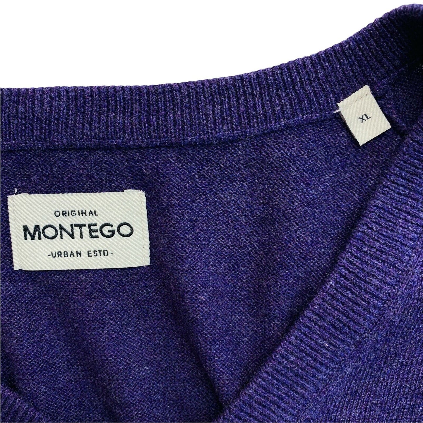 MONTEGO Purple V Neck 100% Cotton Sweater Jumper Size XL