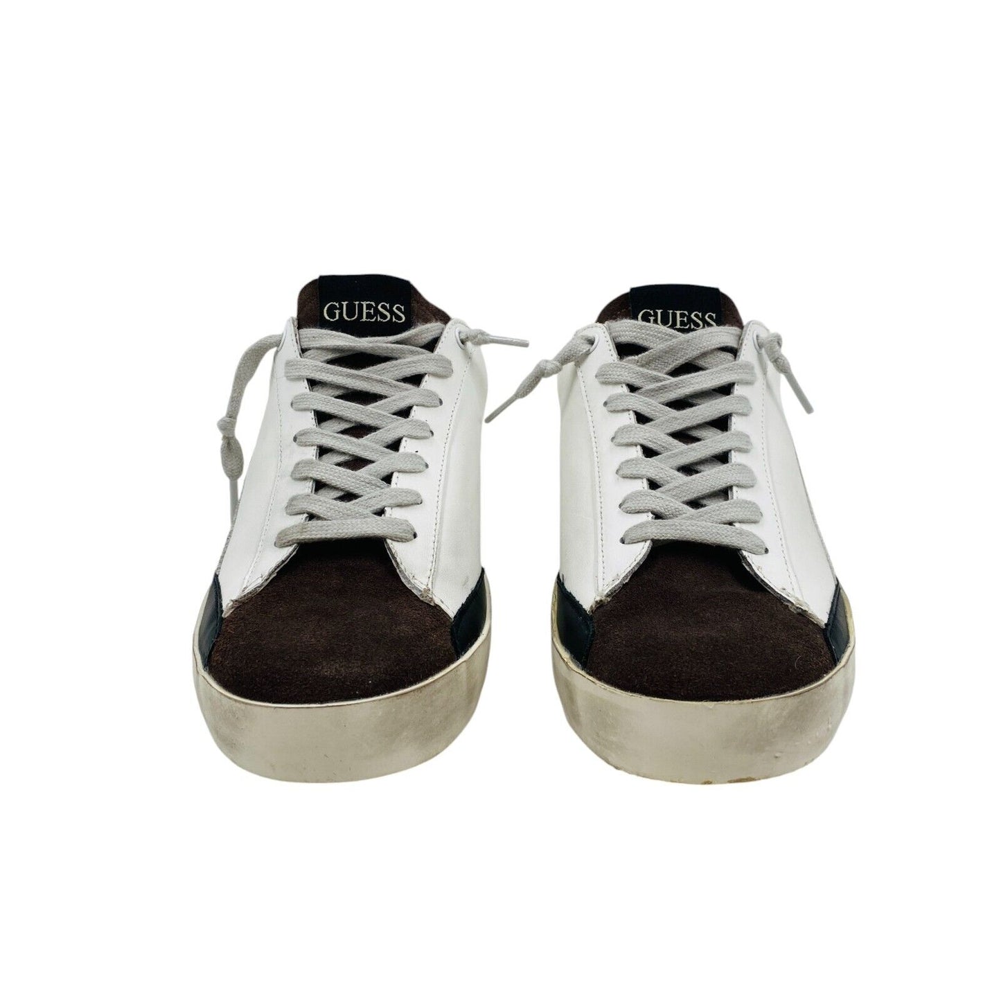 GUESS Mens White Brown Distressed Trainers Sneakers Shoes EUR 41 US 8 UK 7.5