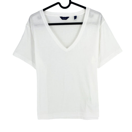 GANT Women White Original V Neck SS T Shirt Size L