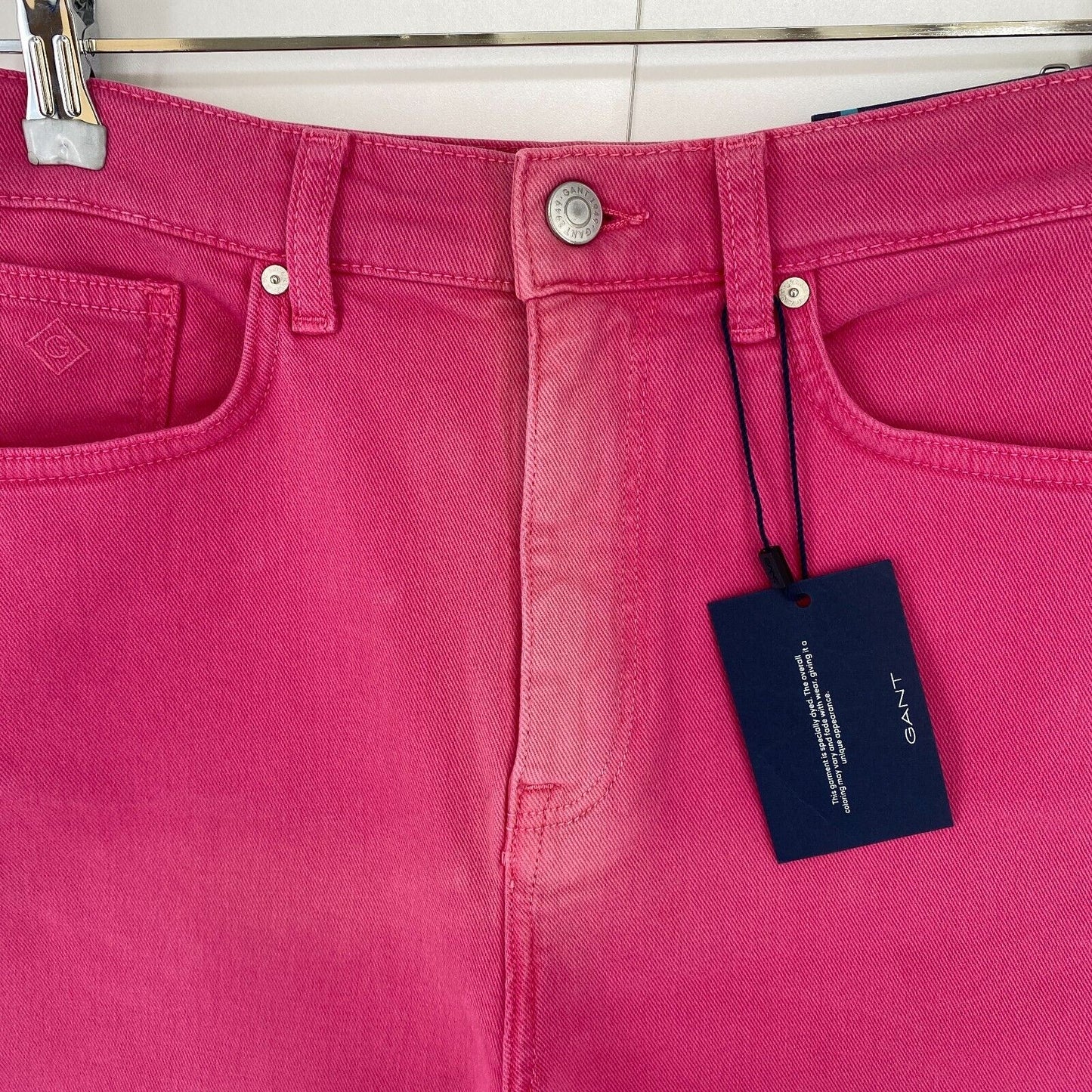 GANT Women Pink Regular Fit Denim Shorts Size W28