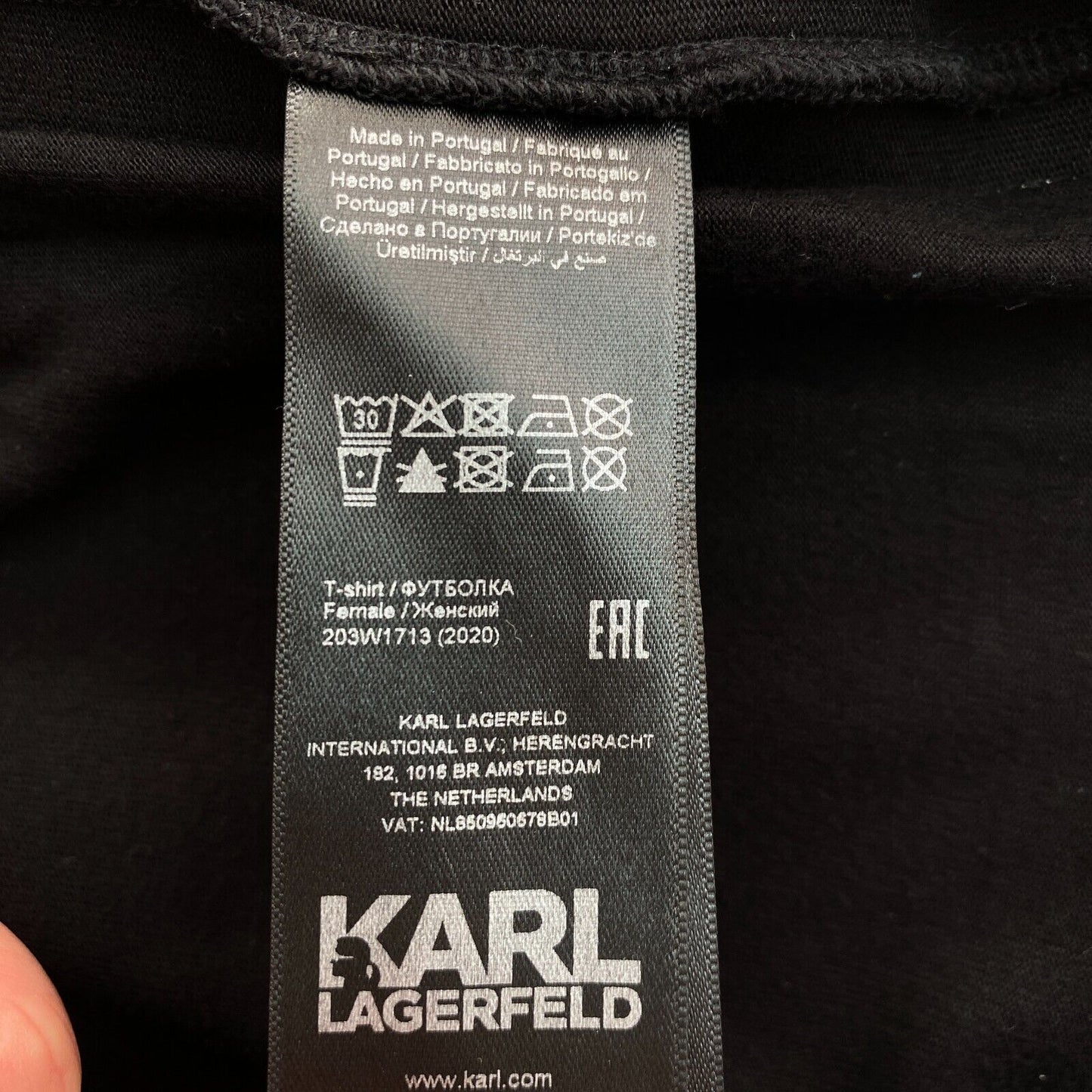 Karl Lagerfeld T-shirt noir à manches longues et col rond Taille M