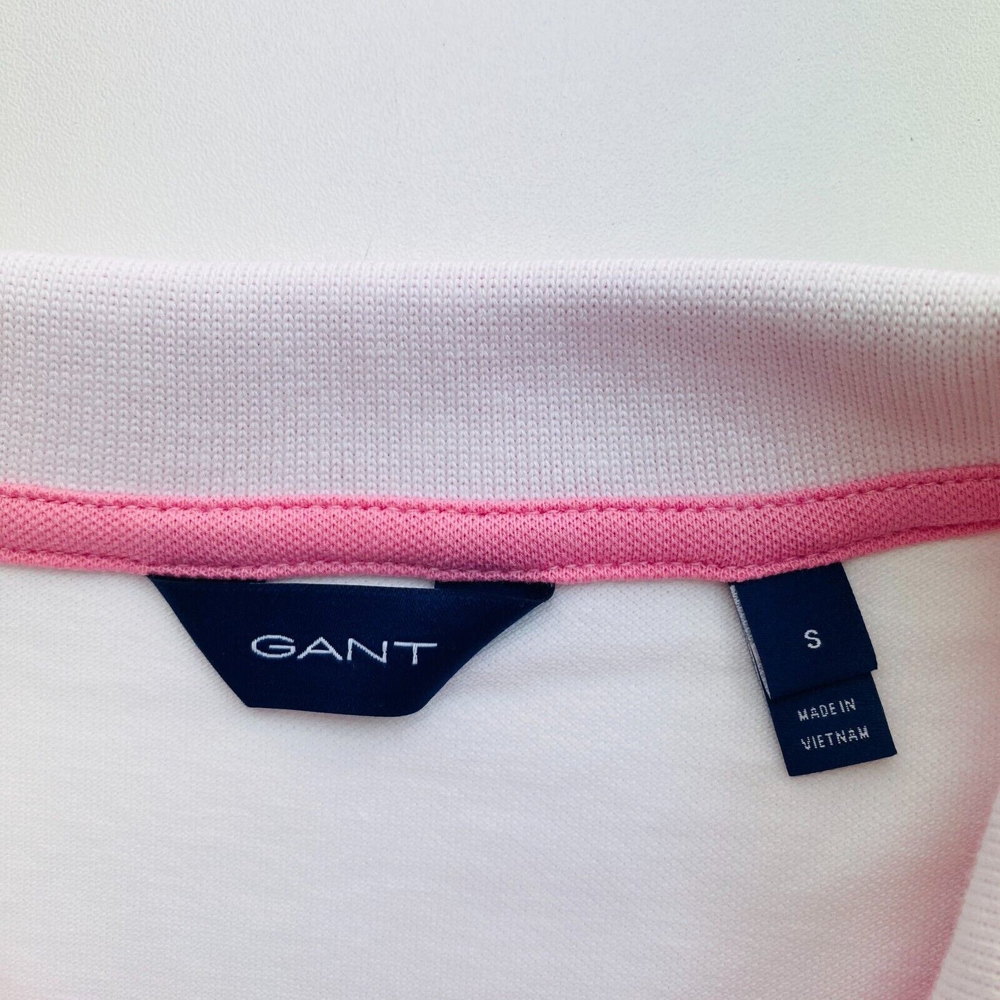 GANT Women White Contrast Collar Pique Polo Shirt Size S