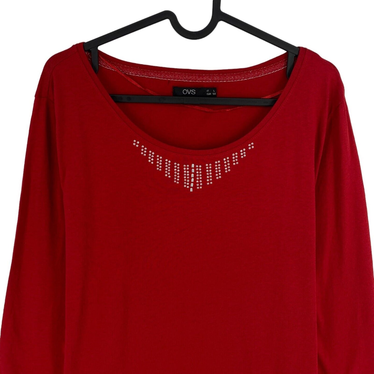 OVS Red Long Sleeves Crew Neck T Shirt Blouse Size L