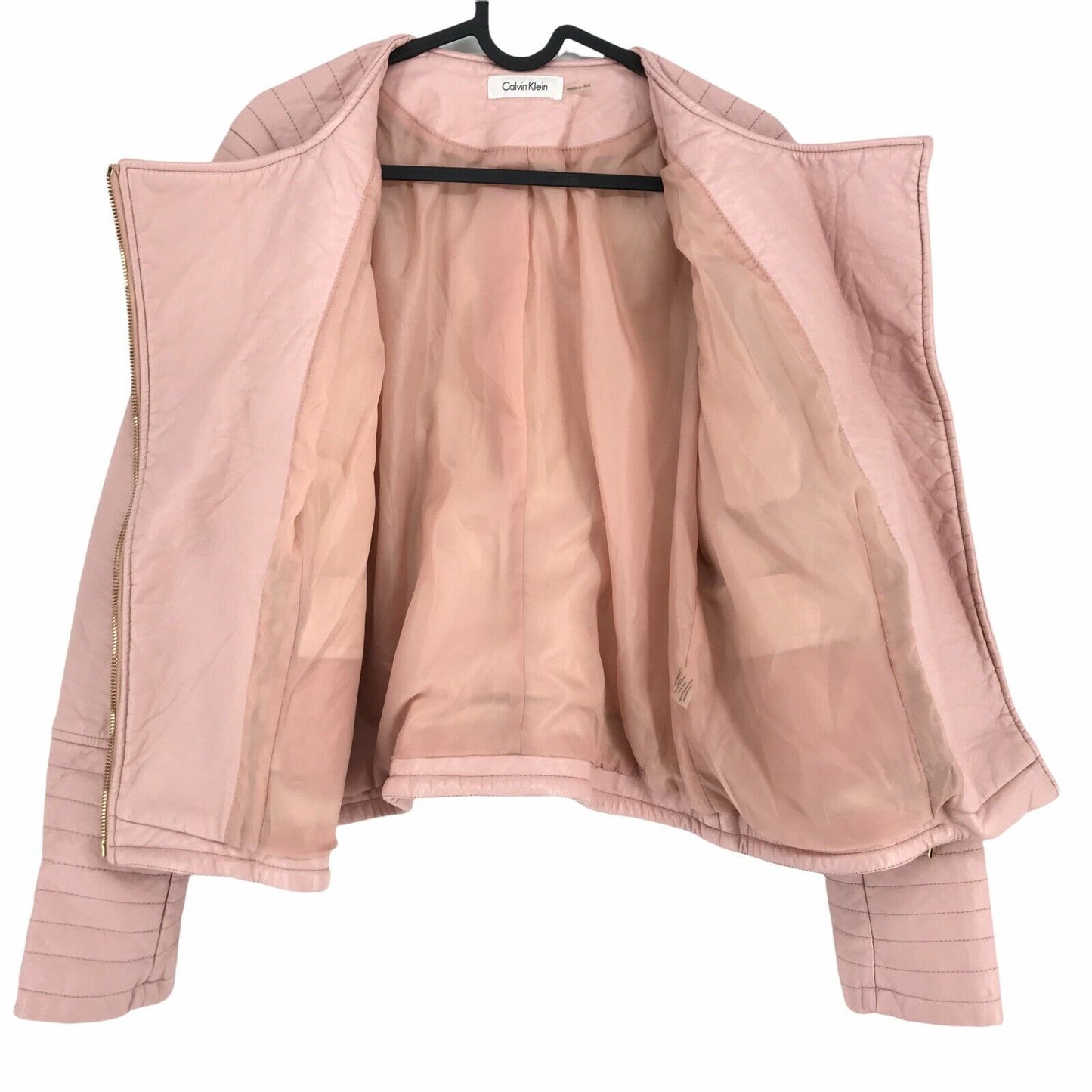 CALVIN KLEIN Light Pink Faux Leather Jacket Coat Size M