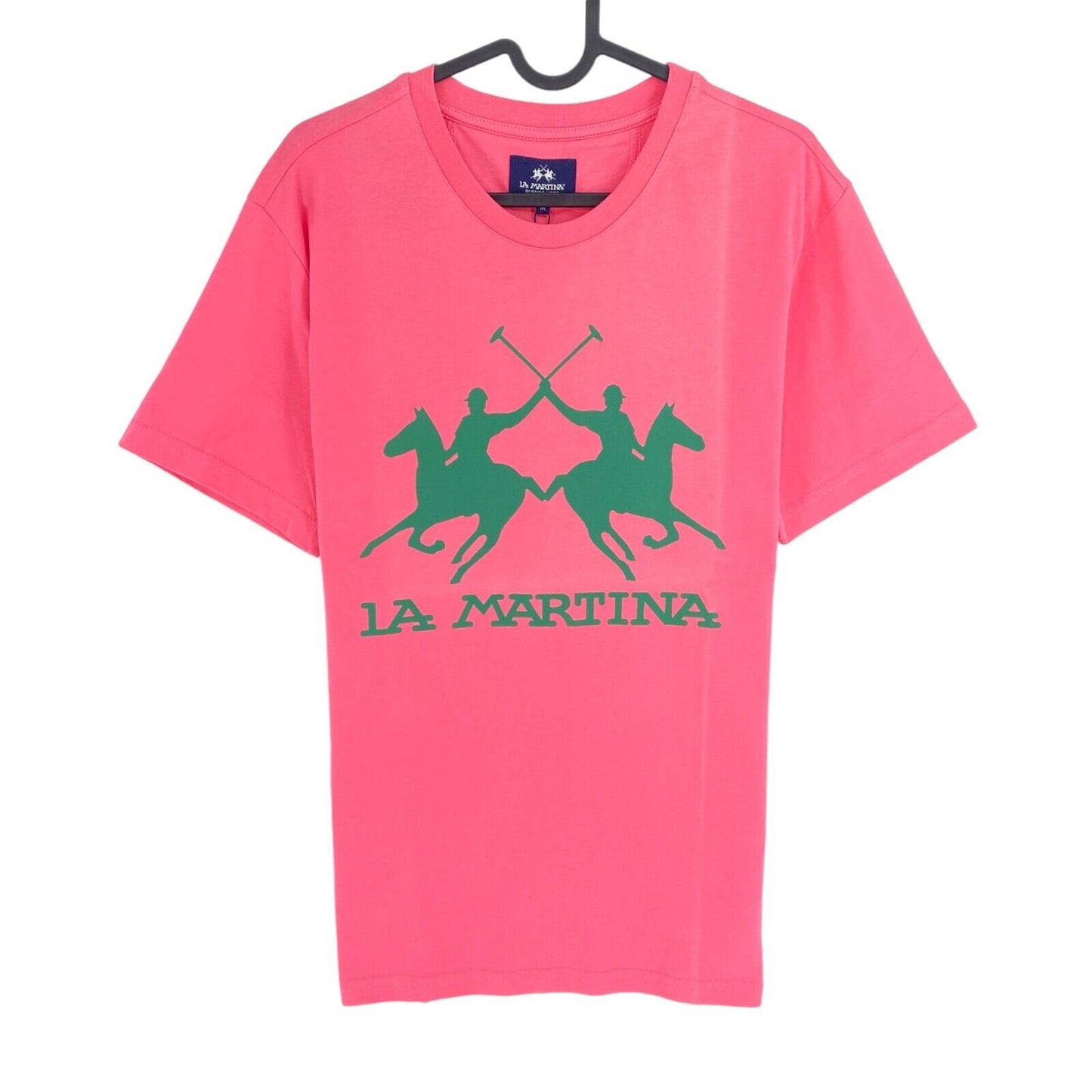 LA MARTINA Men Pink Cotton Jersey Short Sleeves Crew Neck T Shirt Size M