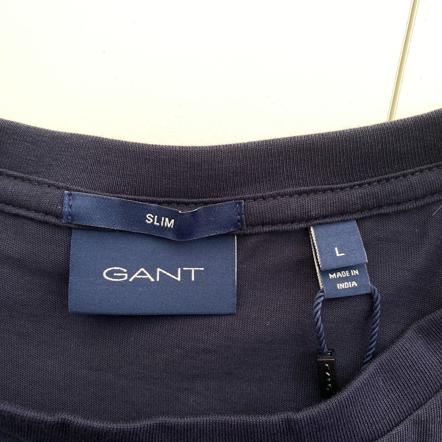 GANT Men Navy Blue Original Slim Fit Crew Neck Short Sleeve T-Shirt Size L