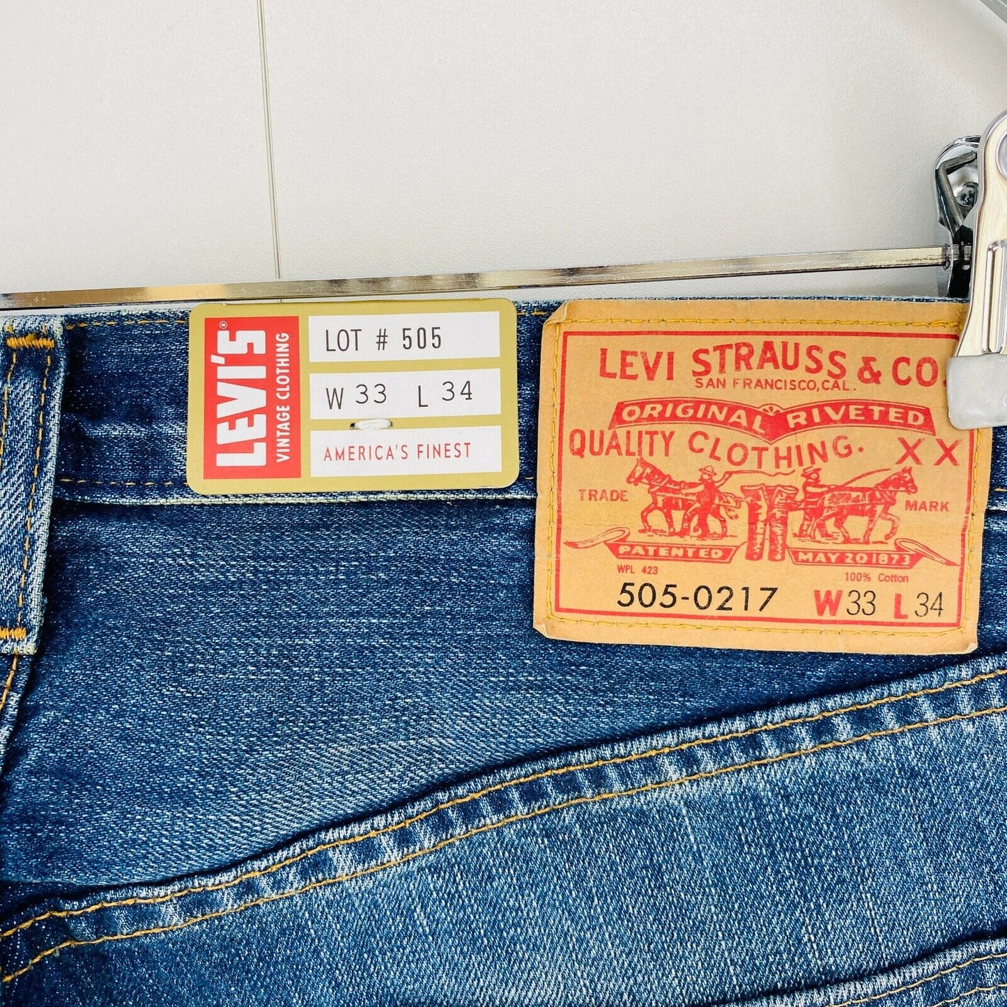 Levi's LVC 1967 Big E 505 Blue Mens Regular Straight Fit Selvedge Jeans W33 L34