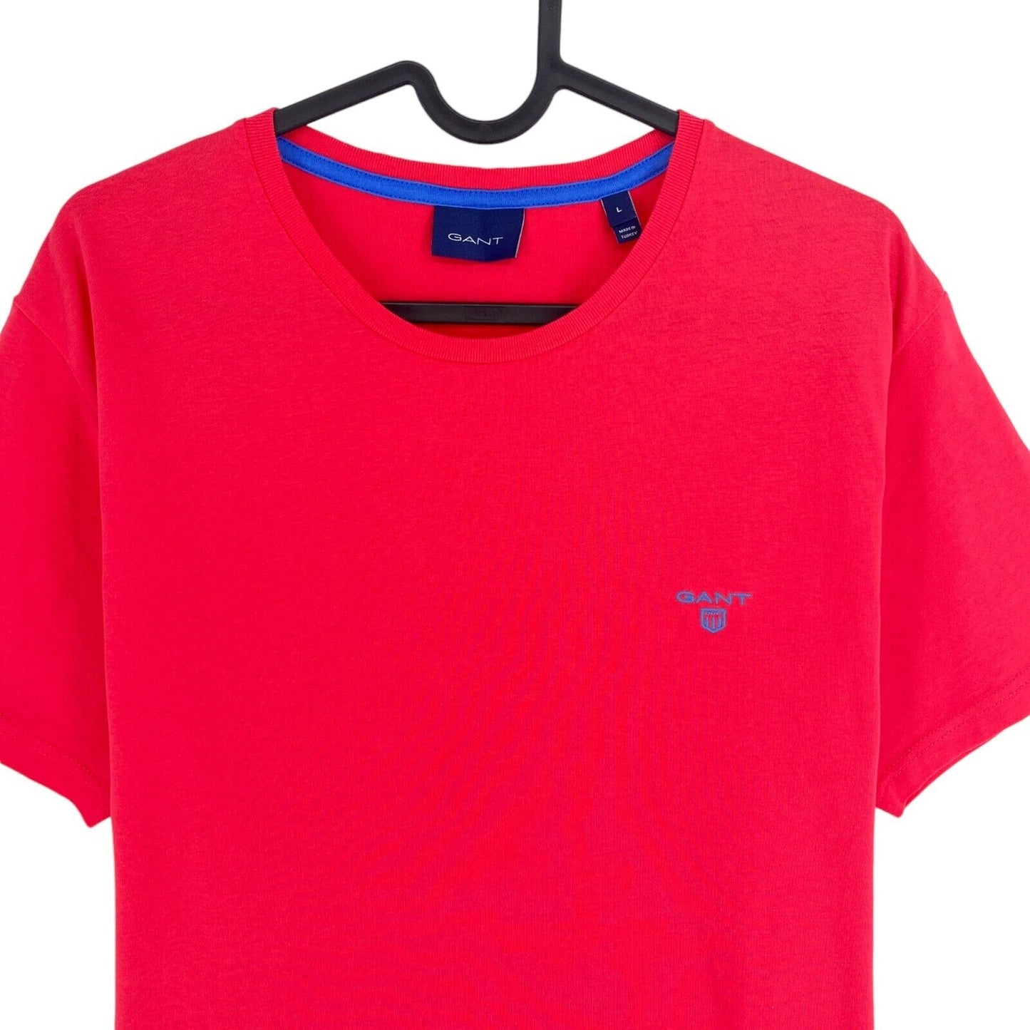 GANT T-Shirt mit Rundhalsausschnitt und kontrastierendem Logo, Rot/Pink, Größe L