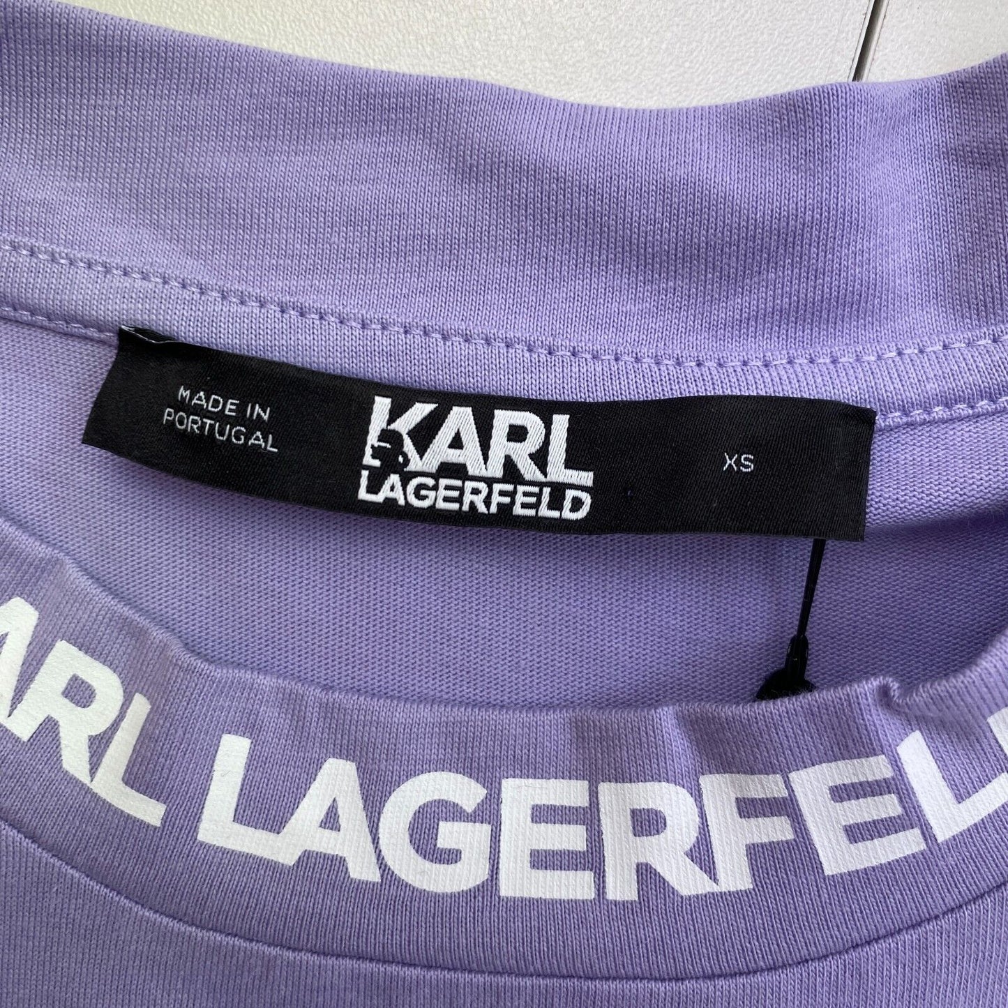 Karl Lagerfeld Light Purple Athleisure Logo Crew Neck T Shirt Size XS