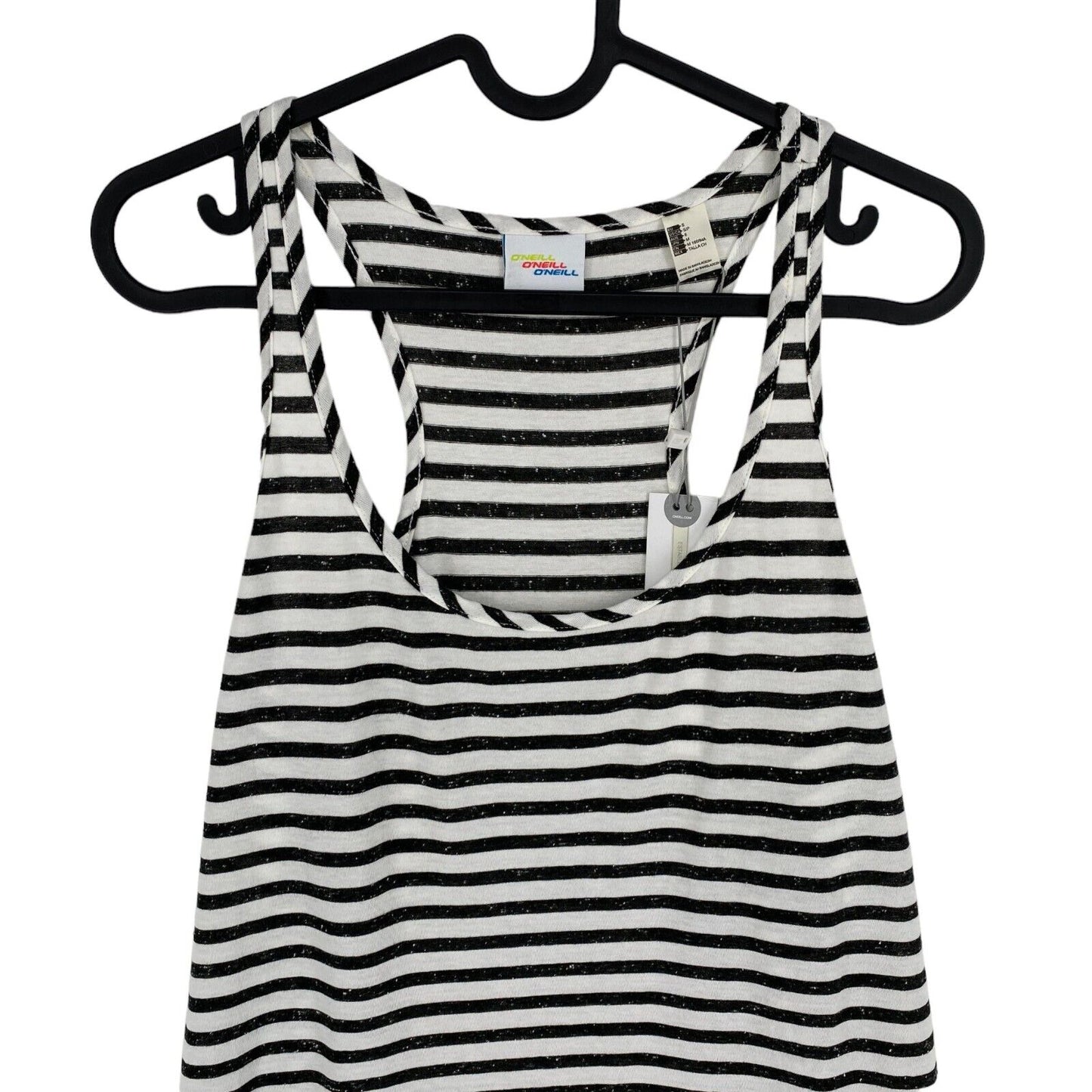 O`Neill Women Black Striped Racerback Jersey Tank Top T Shirt Dress Size S