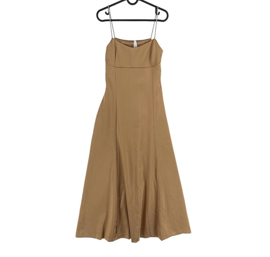 IMPERIAL Women Shiny Brown Sleeveless Long Maxi Dress Size XS