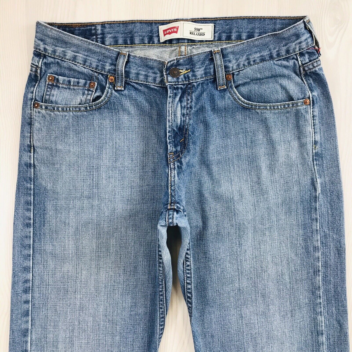 Vintage Levi's 550 Boys Blue Relaxed Straight Fit Jeans 12 H / W32 L27