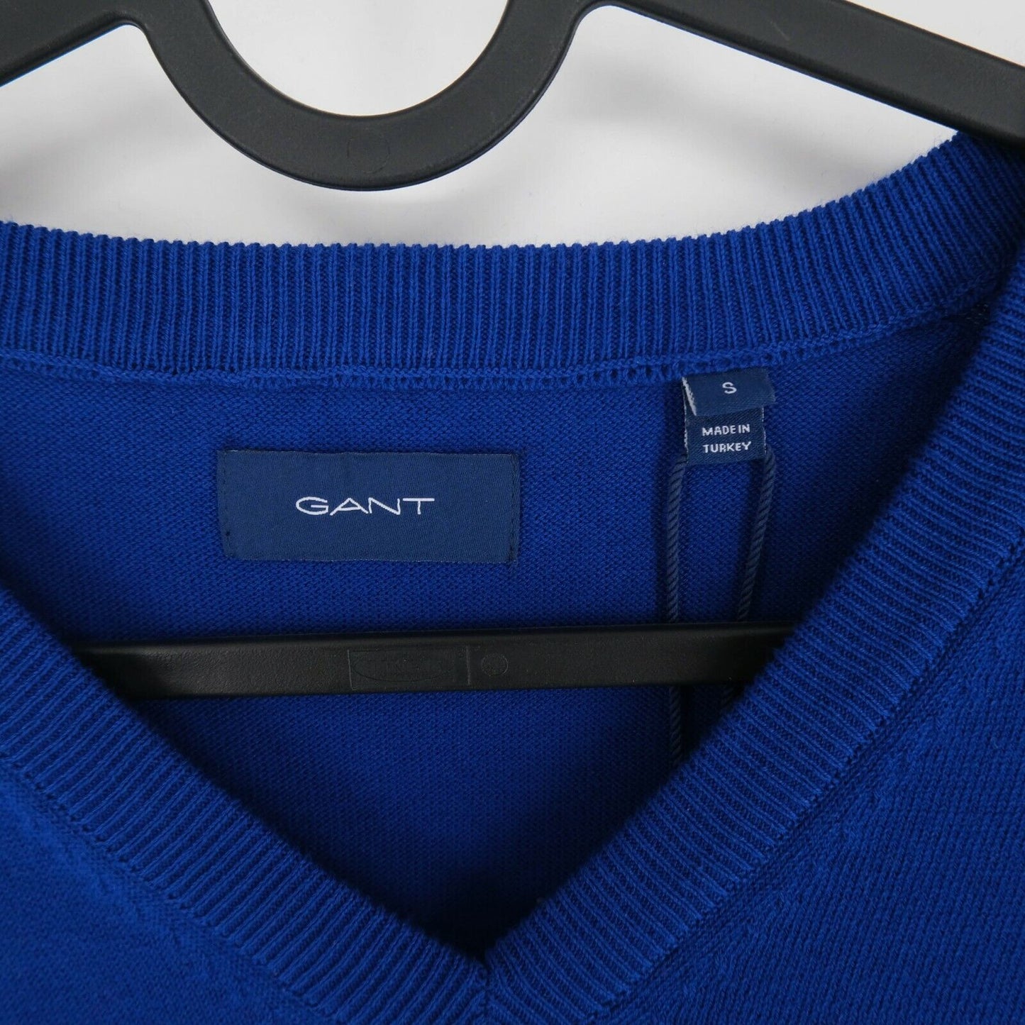 GANT Bright Blue V Neck Cotton Jumper Sweater Size S