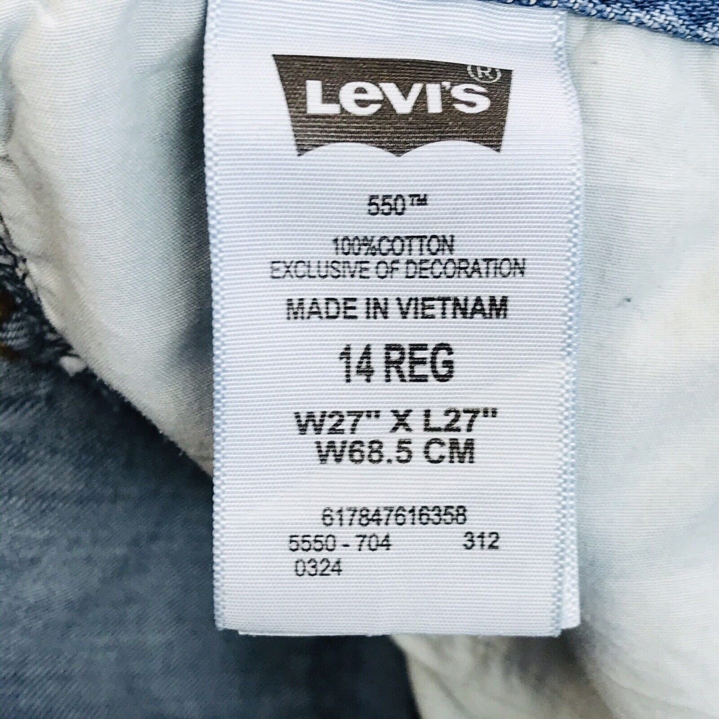 Vintage Levi's 550 Boys Blue Relaxed Straight Fit Jeans 14 Reg / W27 L27