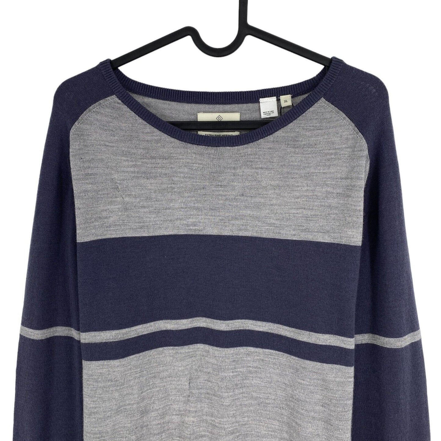 GANT Grey Striped Crew Neck Sweater Pullover Size XL