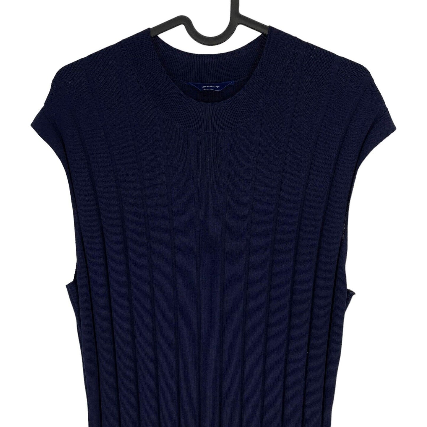 GANT Women Navy Blue Rib Knit Sleeveless Dress Size L