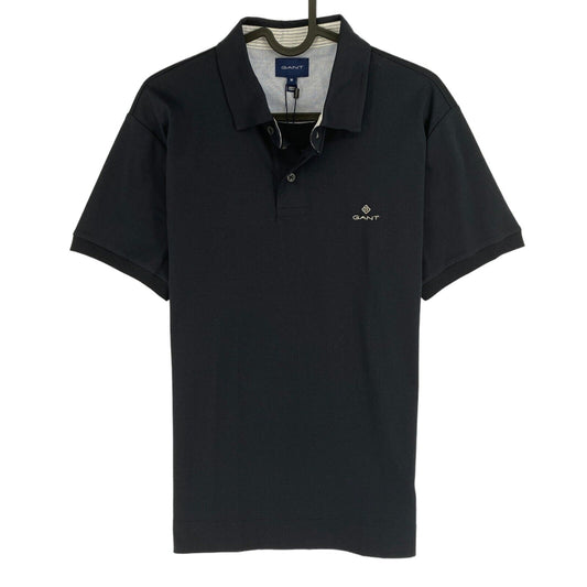 GANT Men Navy Blue Mercerized Jersey Short Sleeve Polo Shirt Size M