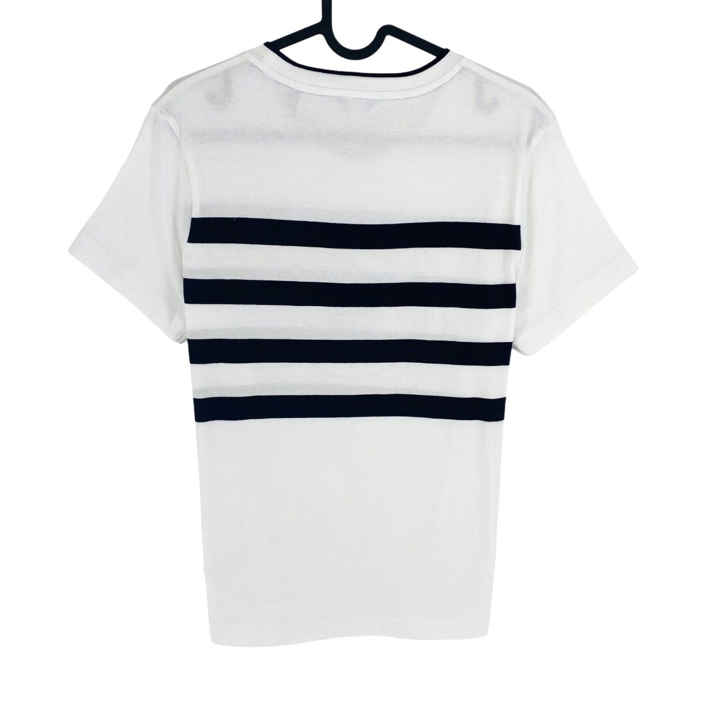 GANT Women White Printed Striped Crew Neck Short Sleeves T Shirt Size M