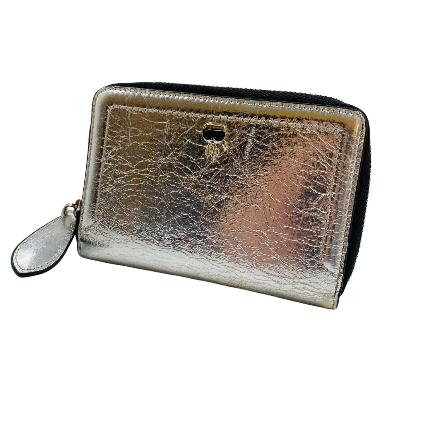 Karl Lagerfeld Silver Women Zip Around Leather Wallet