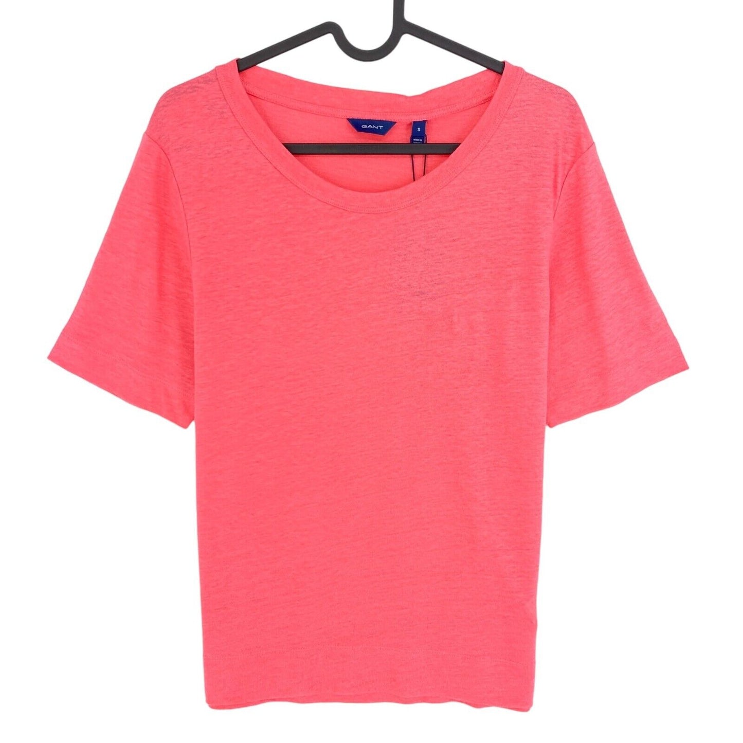 GANT Pink Linen Crew Neck T-Shirt Size S