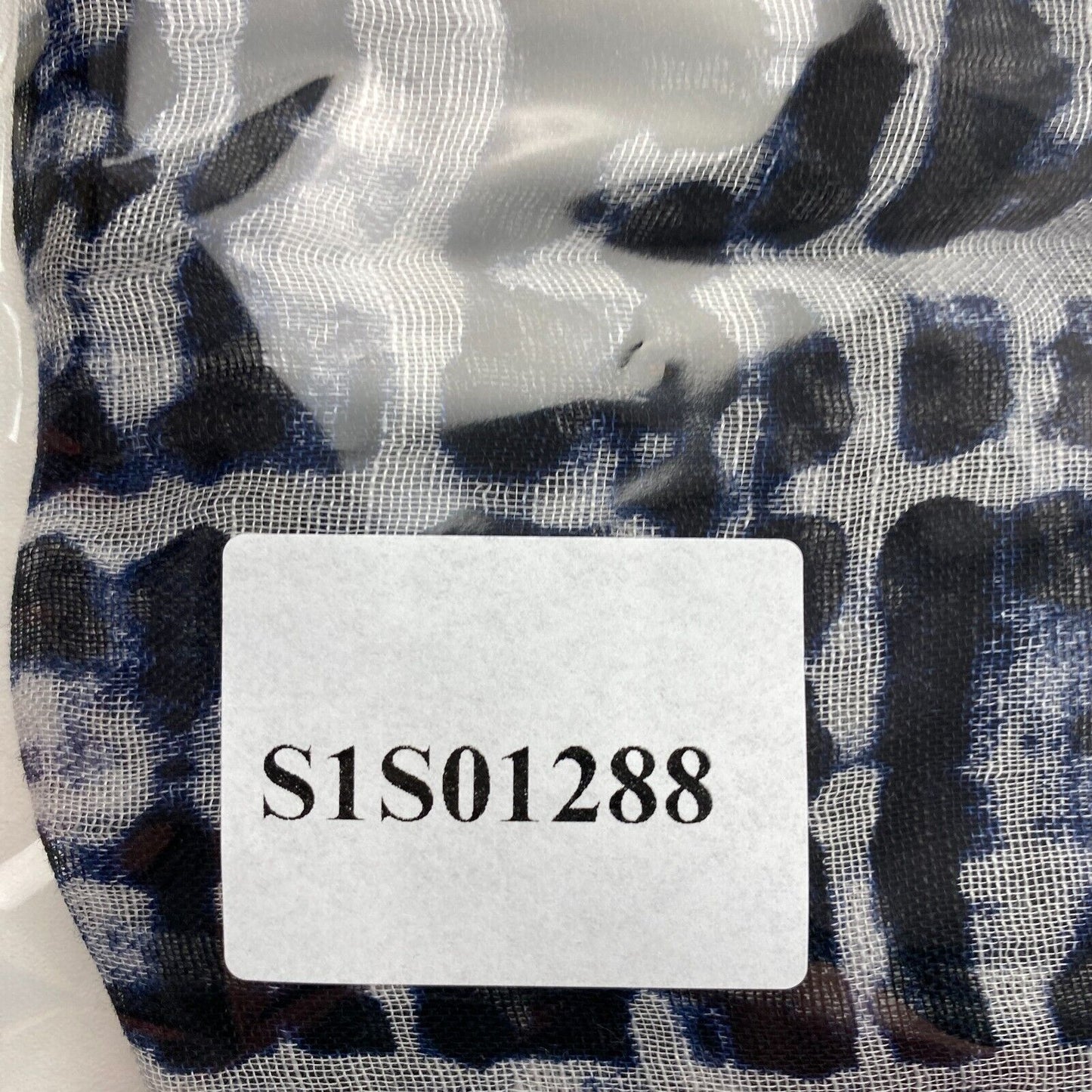 PART TWO Navy Blue Cotton Linen Printed Scarf Shawl