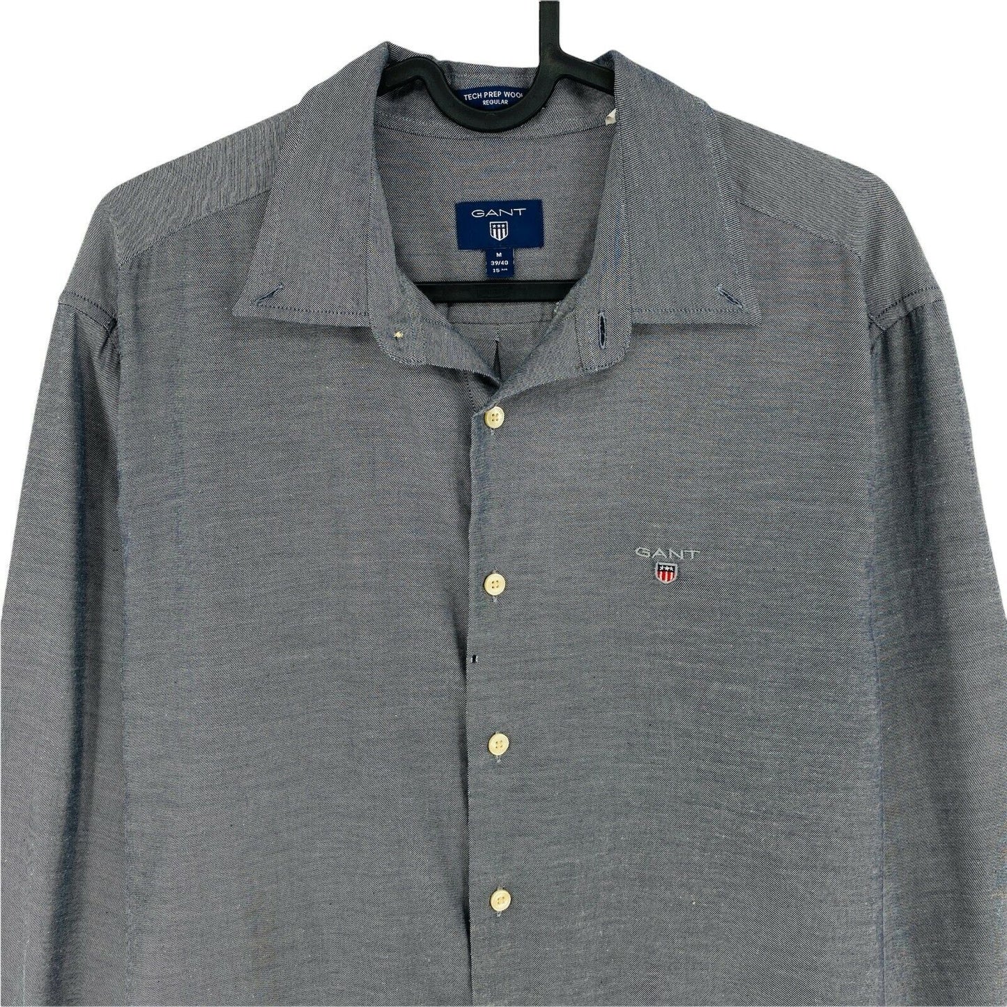 GANT Grey Tech Prep Wool Regular Shirt Size M 39/40 15.75