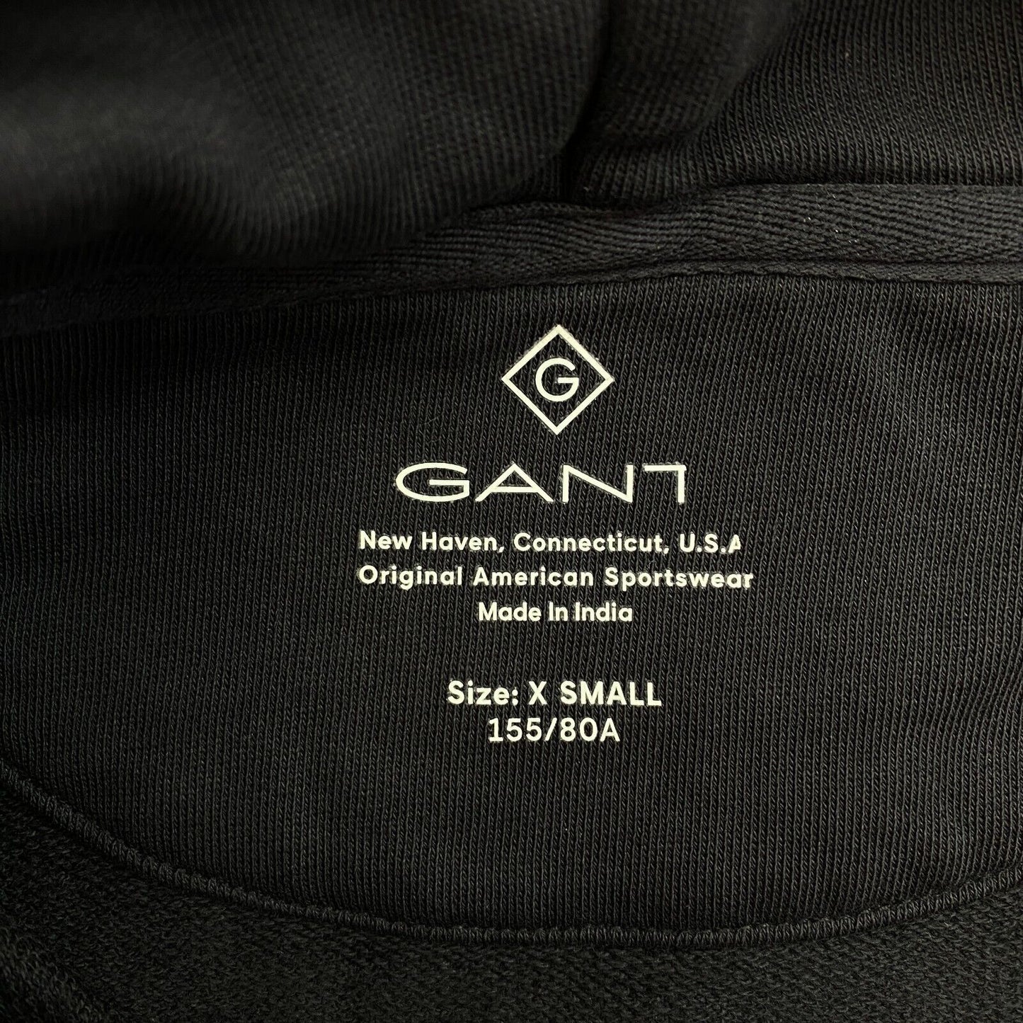 GANT Black Quadrat Logo Hoodie Pullover Sweater Jumper Size XS