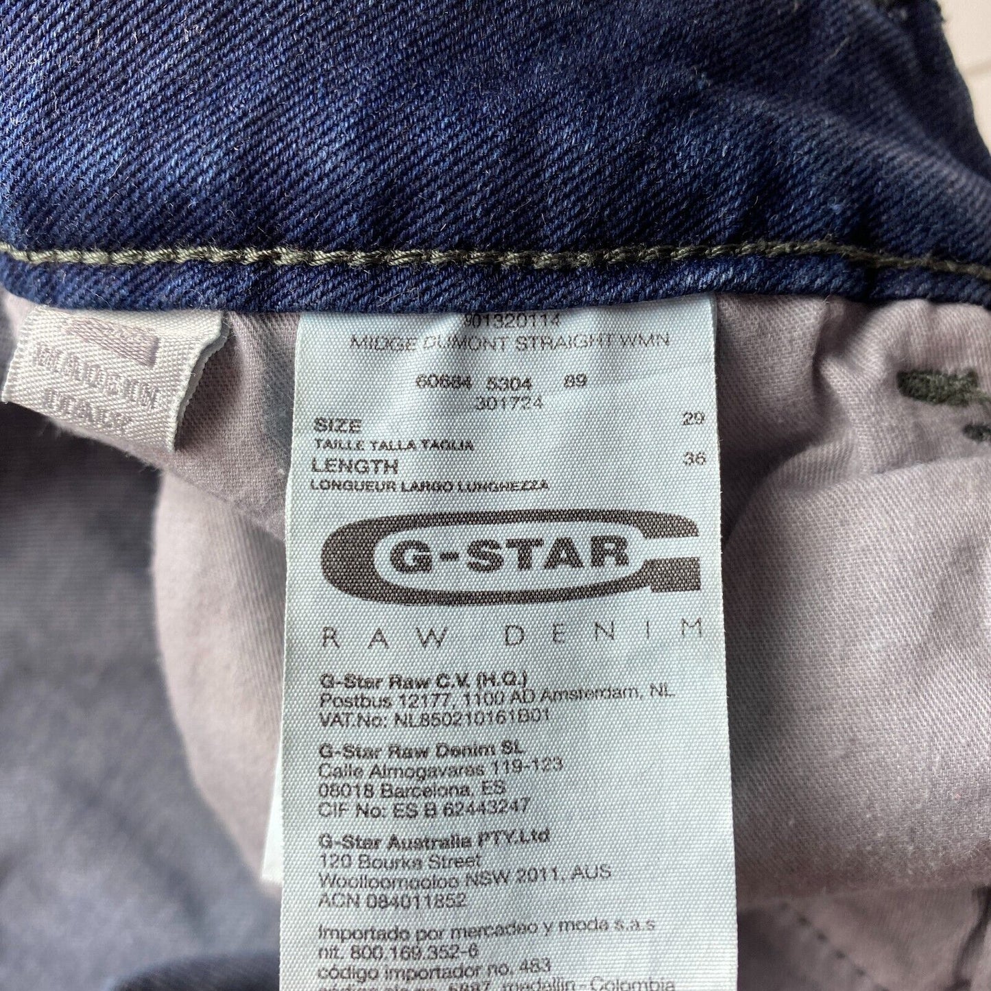 G-STAR MIDGE DUMONT Women Blue Regular Straight Fit Jeans W29 L32 Made In Italy