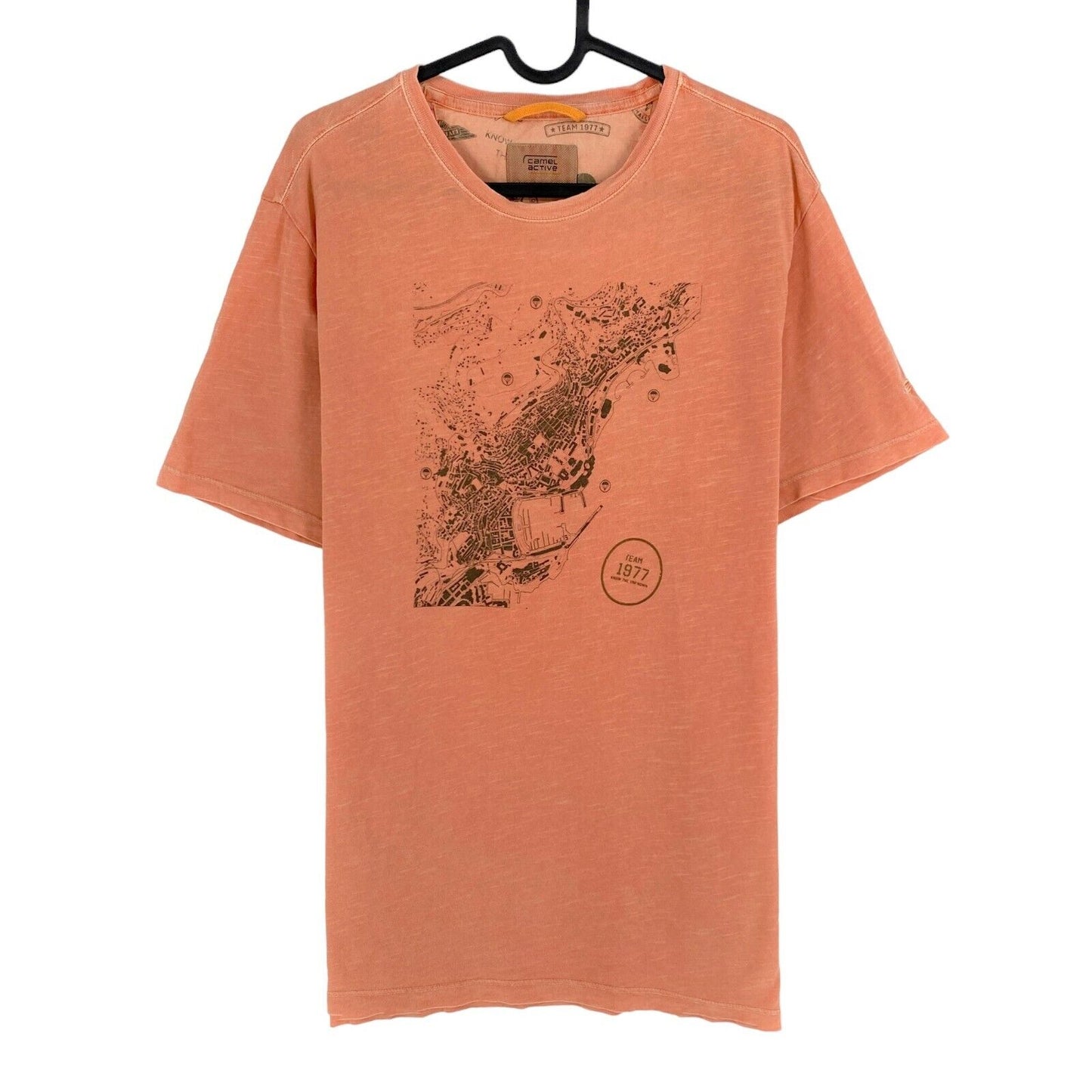 CAMEL ACTIVE T-shirt à col rond imprimé graphique orange clair Taille L