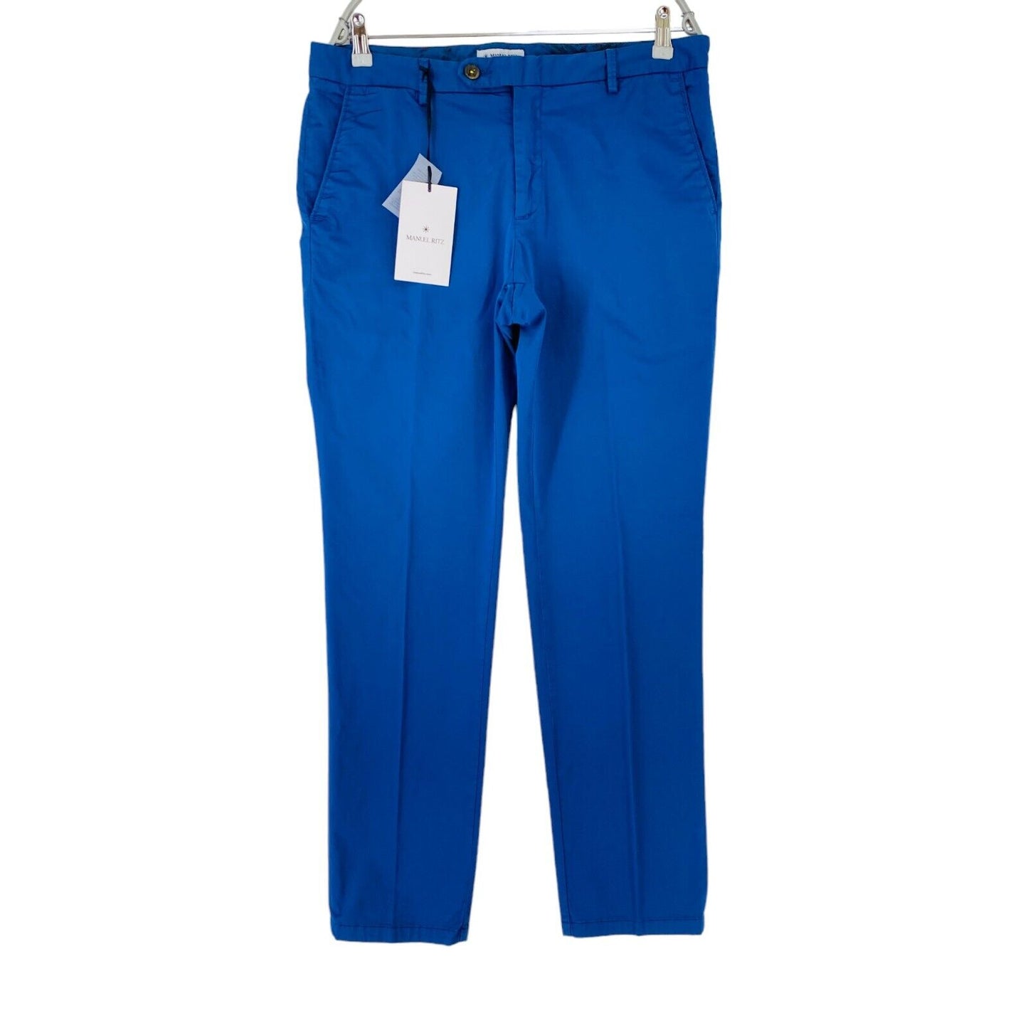 MANUEL RITZ Mens Blue Slim Fit Chino Trousers EUR 54 W34