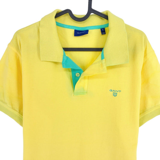 GANT Yellow Contrast Collar Pique Ruger Polo Shirt Size XL