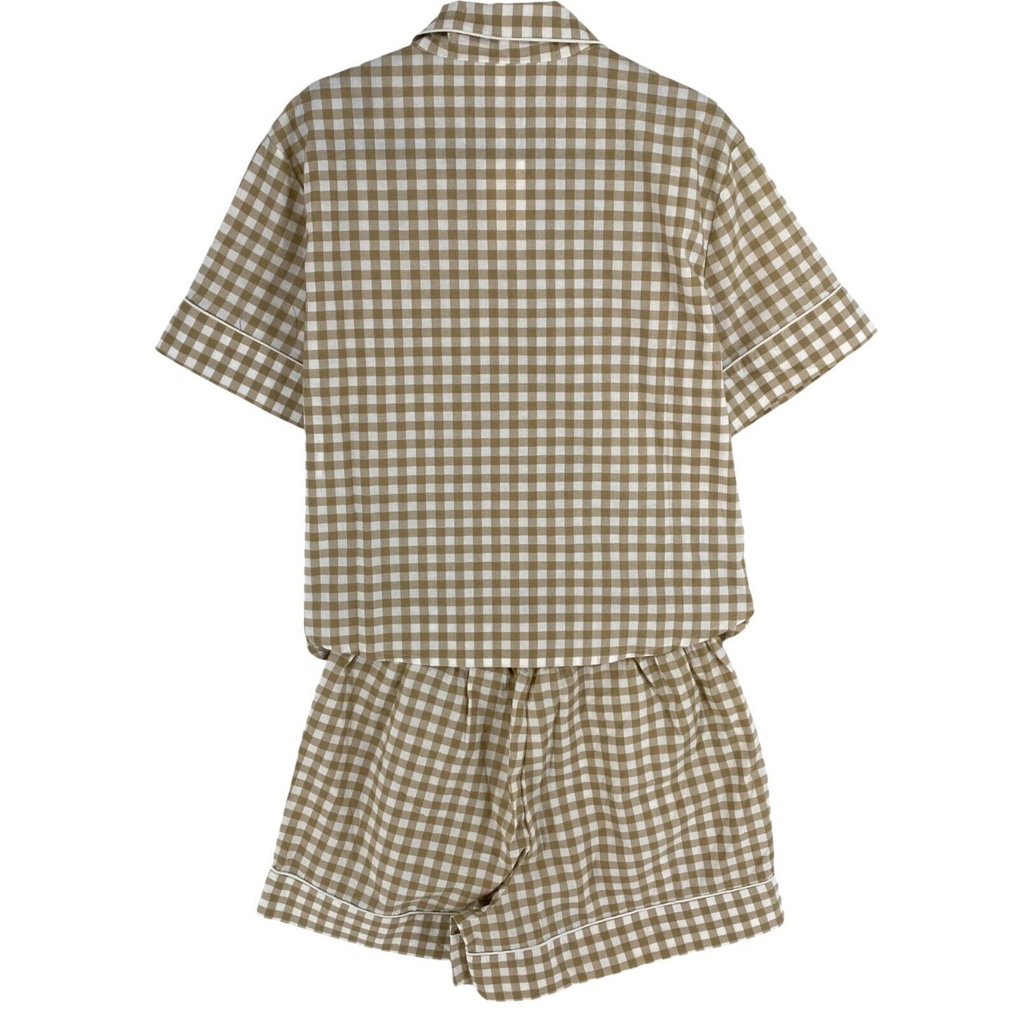 ONLY Women Brown Check ELLIE Short Sleeves Woven Pajama Set Size S / M