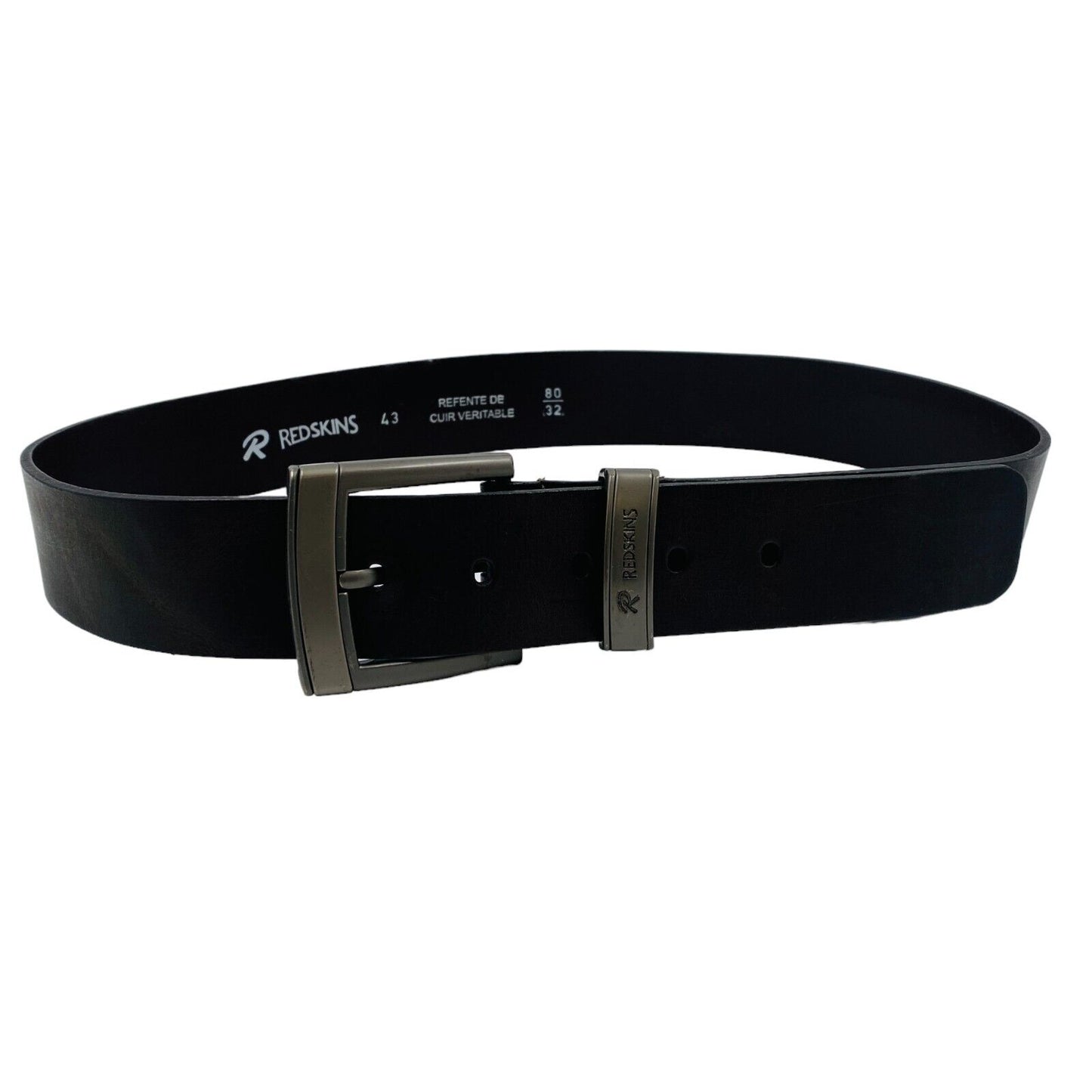 REDSKINS Black Leather Belt Size 80 cm 32 in.