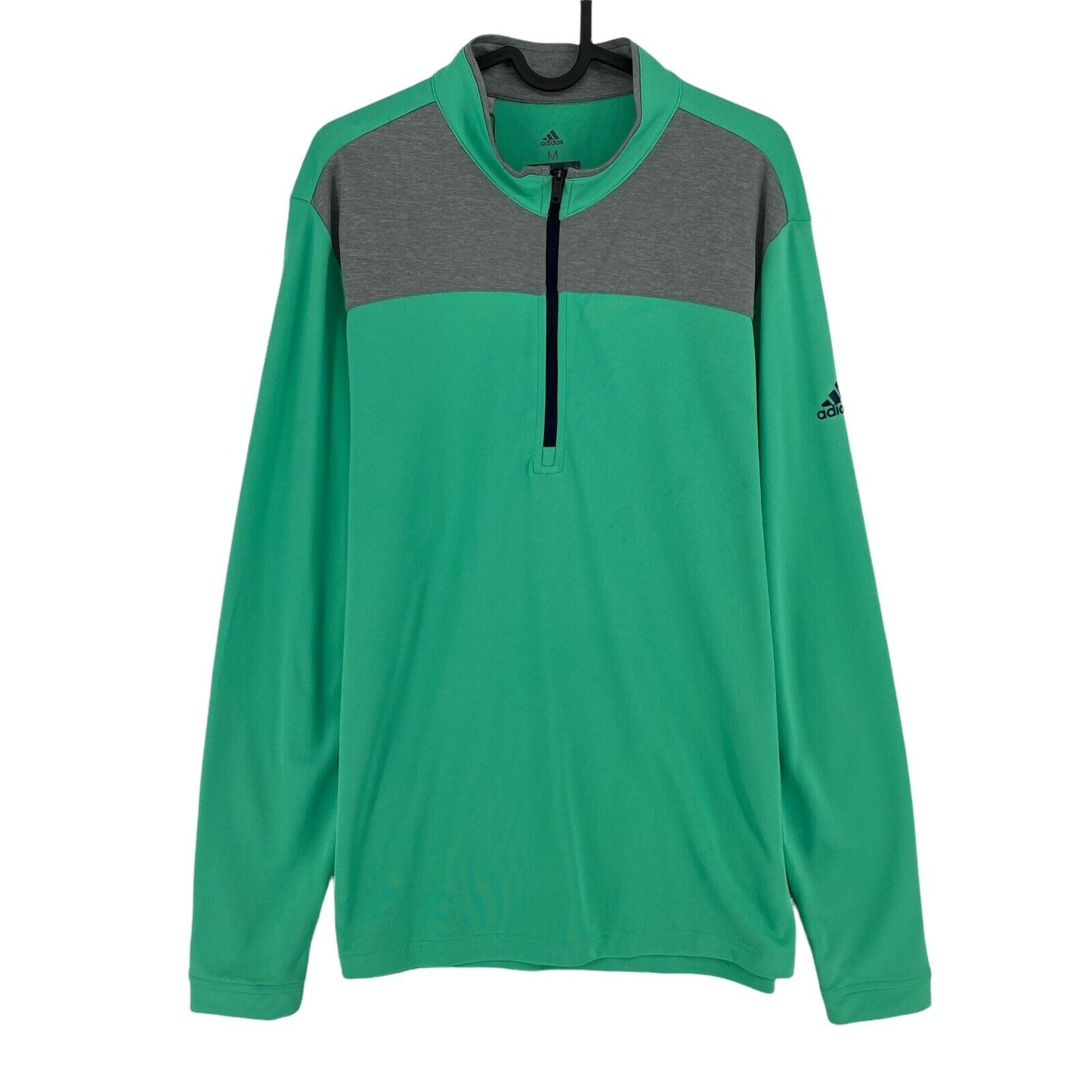 Adidas Golf Green UV Ultra Light Weight UPF 1/4 Zip Sweater Pull Taille M