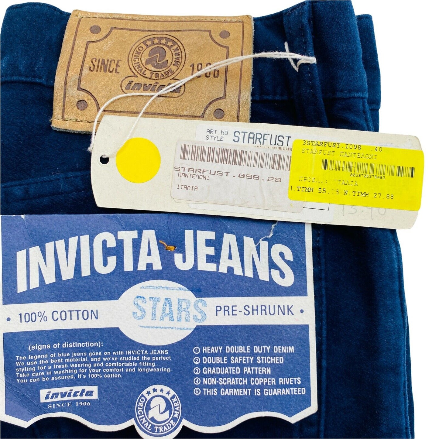 INVICTA Navy Blue Velvet Boyfriend Jeans Size W28