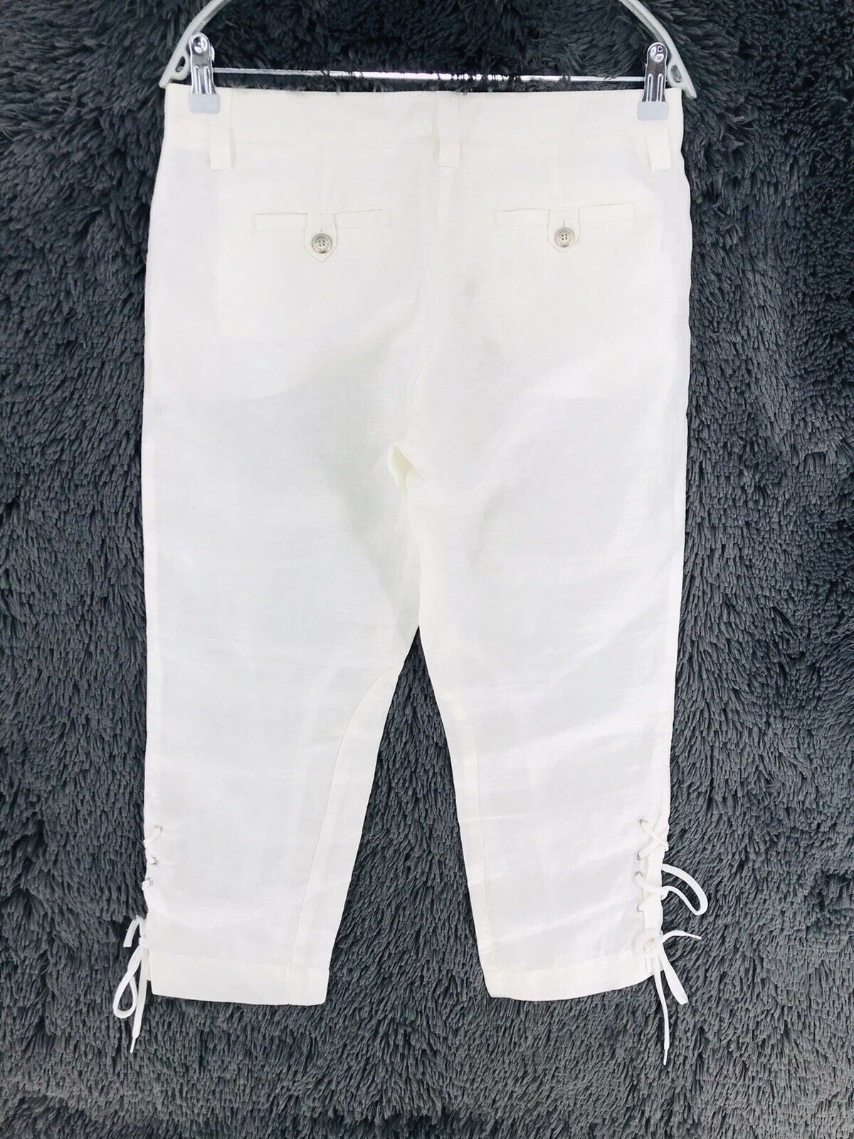 €169 GANT Women Cream White Regular Linen Blend Cropped Pants EUR 38 US 8 UK 12