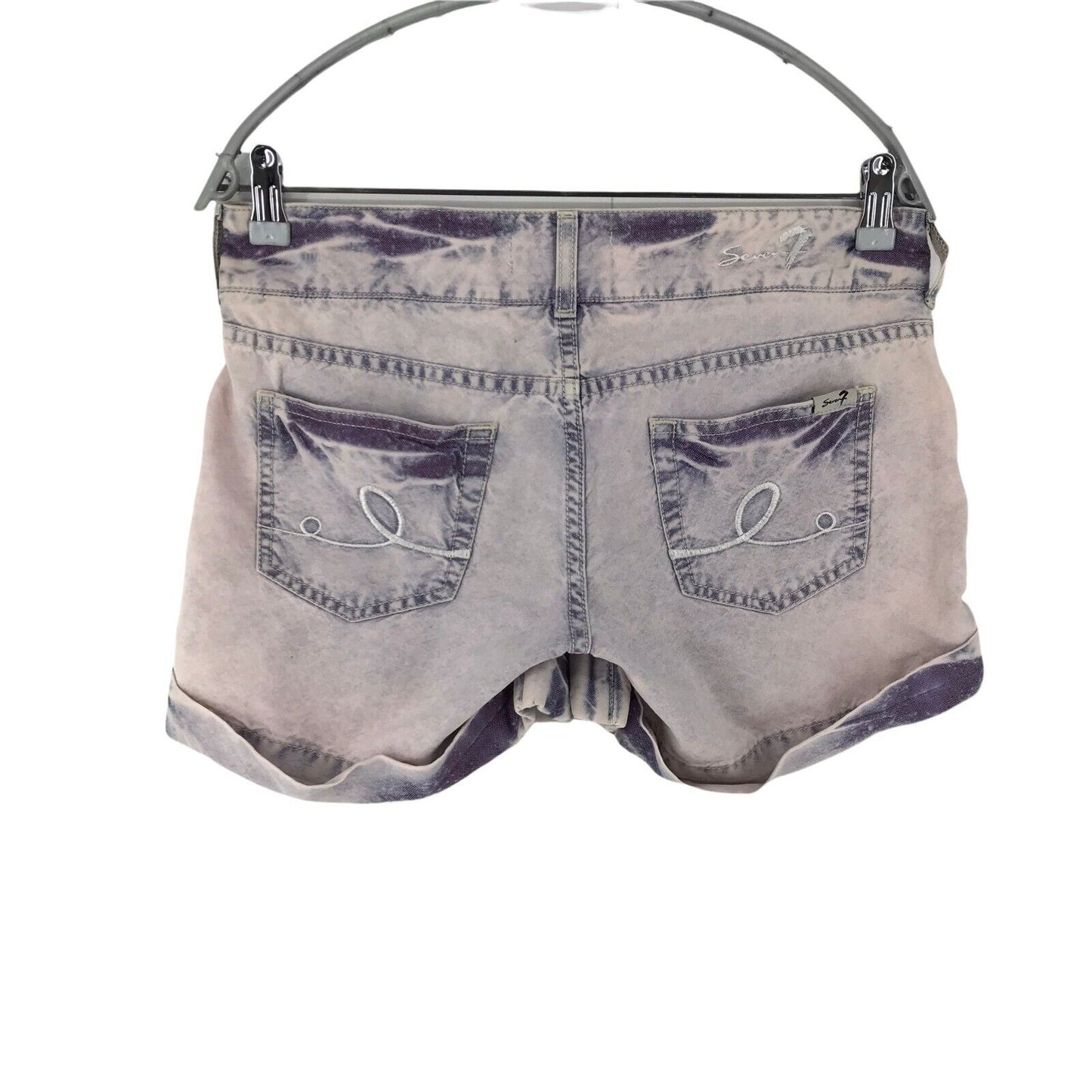 Seven7 Women Purple Relaxed Fit Medium Rise Denim Mom Shorts Size W26