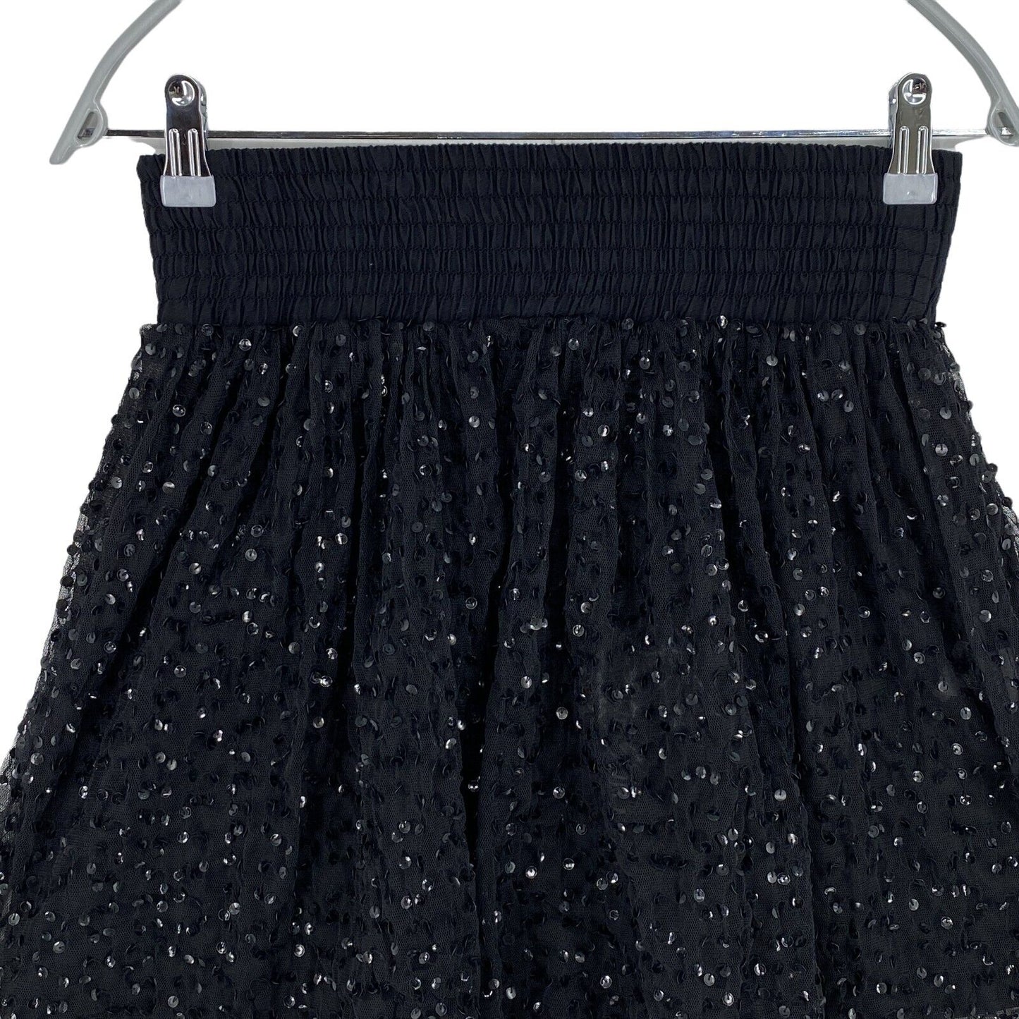 VUE SUR MER Black Sequin Flare Skirt EU 36 40 UK 8 12 US 6 10