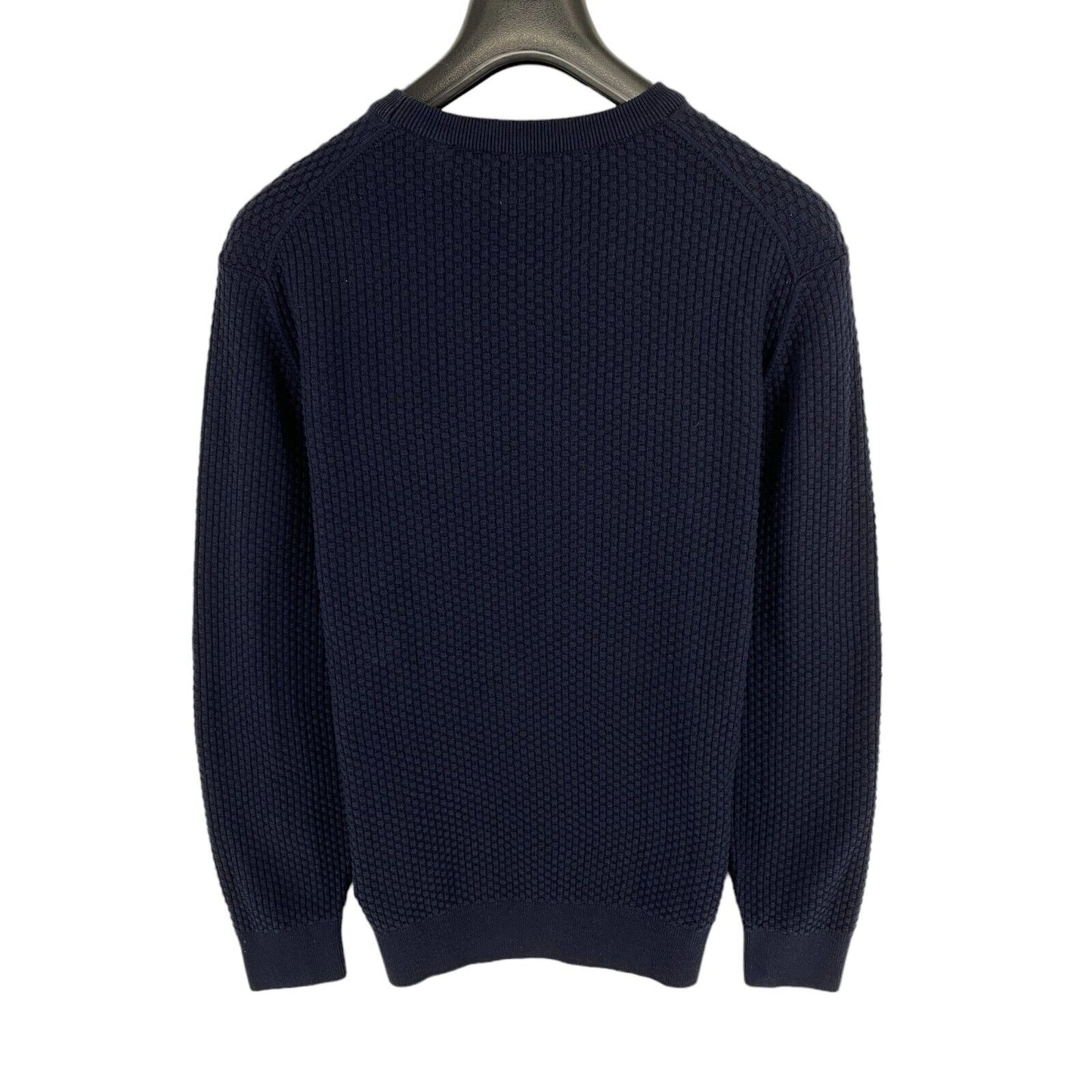 GANT Navy Blue Textured Cotton Crew Neck Jumper Sweater Size L