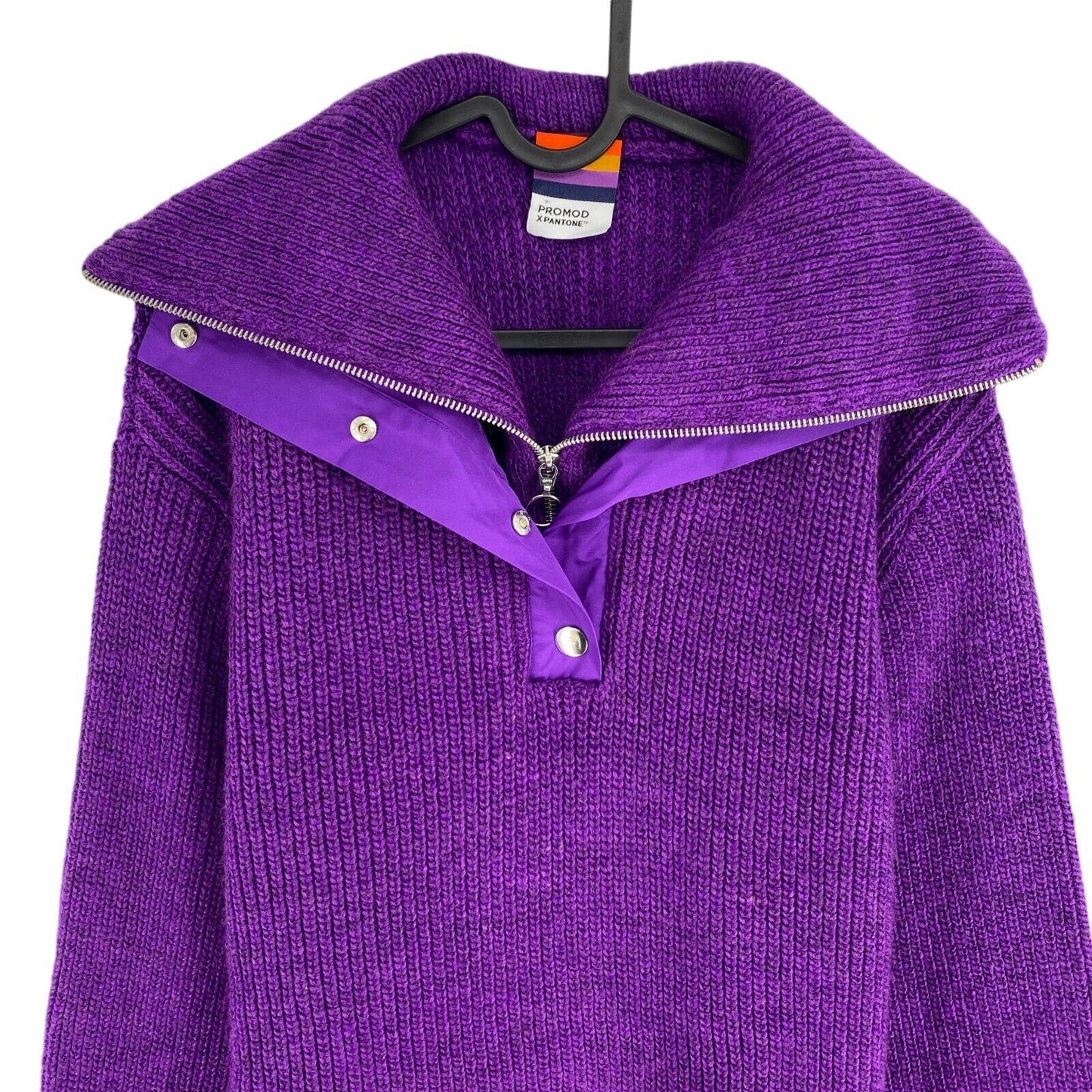 PROMOD x PANTONE Women Purple Zip Neck Knitted Sweater Jumper Size XL