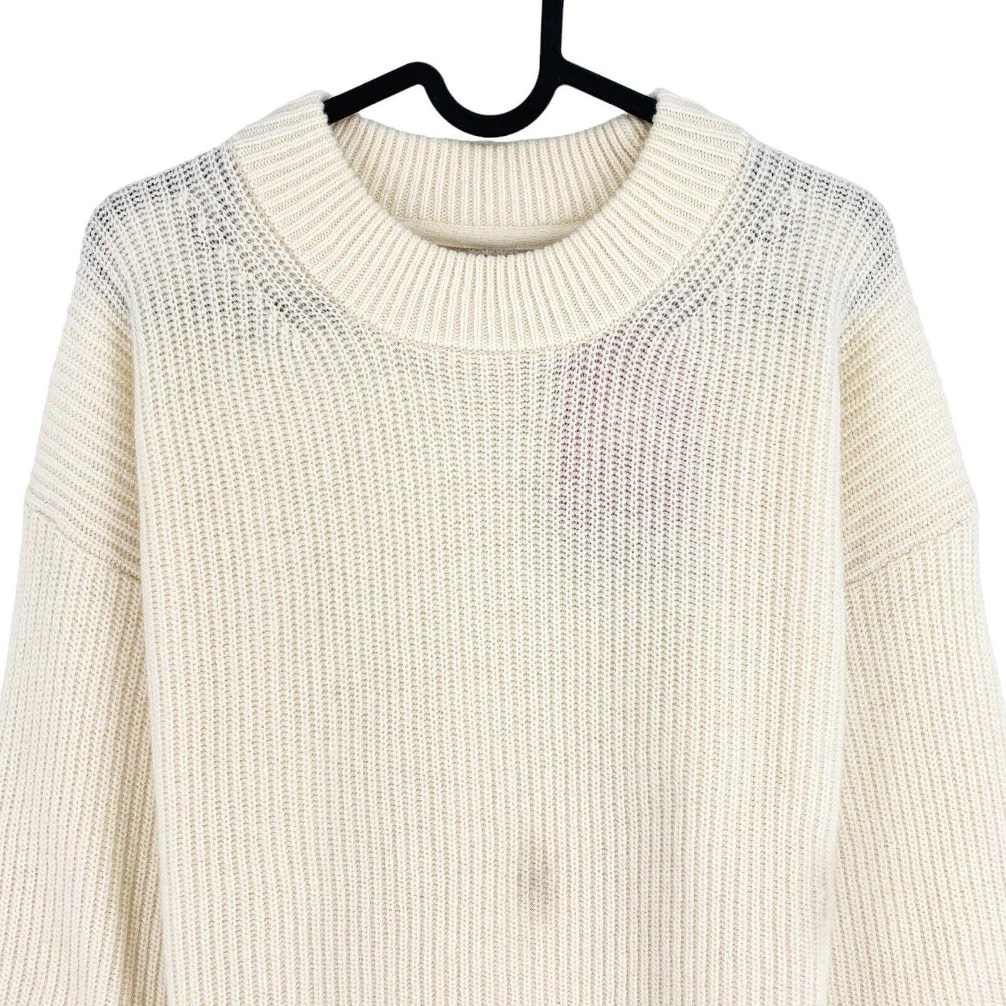 GANT Beige Wool Rib Crew Neck Sweater Jumper Size M