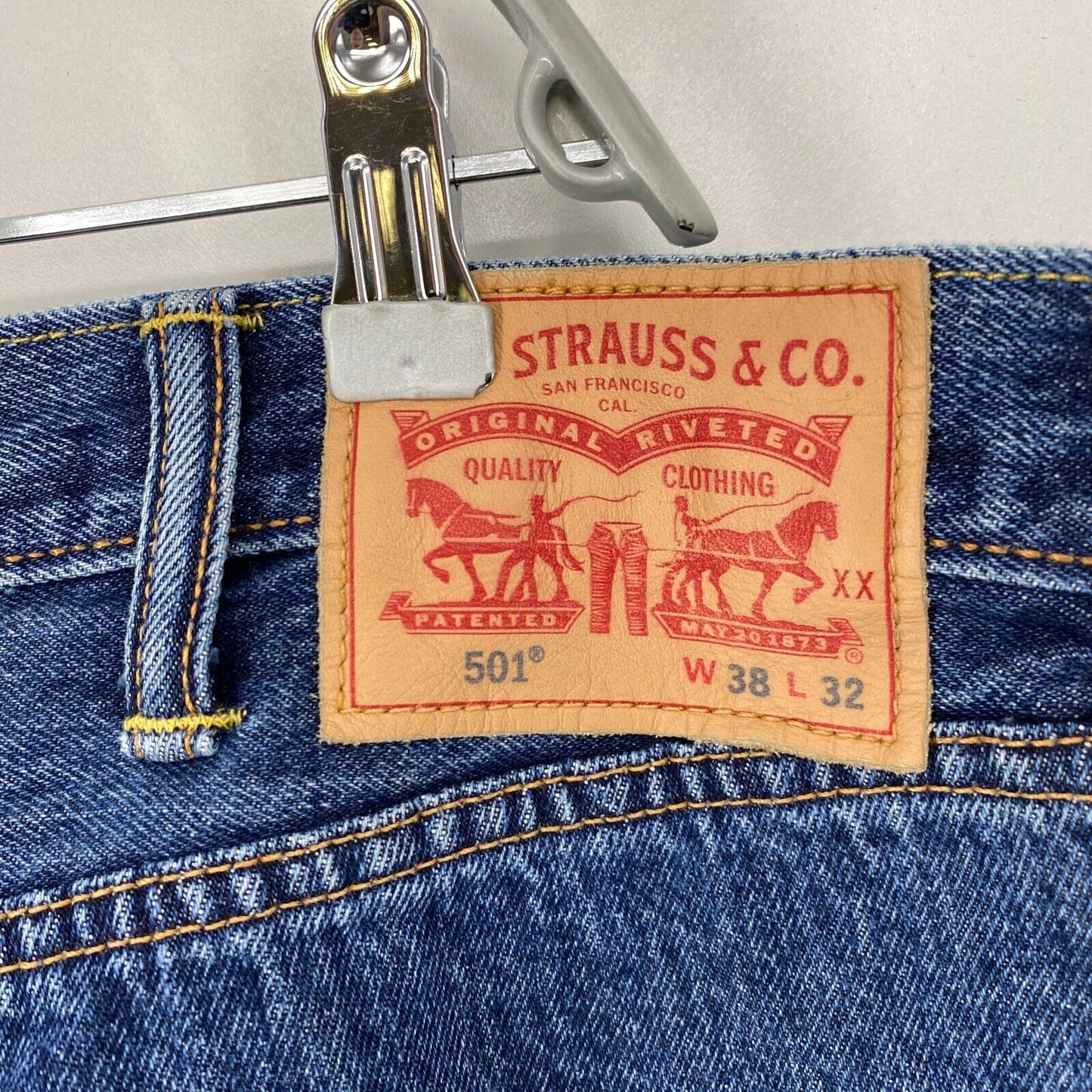 Levi's 501 Blau Original Regular Straight Fit Jeans W38 L32