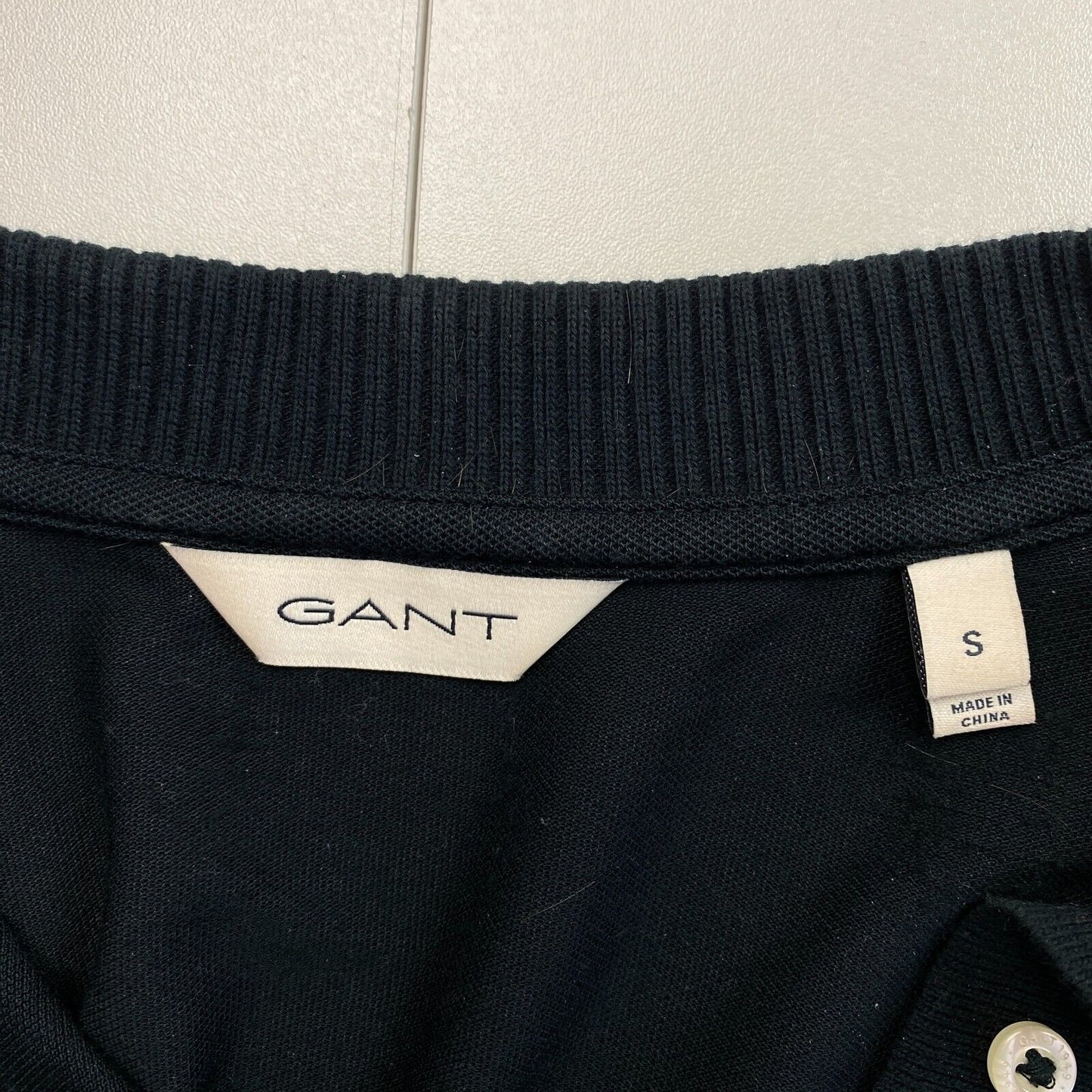 GANT Black Detail Collar Long Sleeves Polo T Shirt Size S