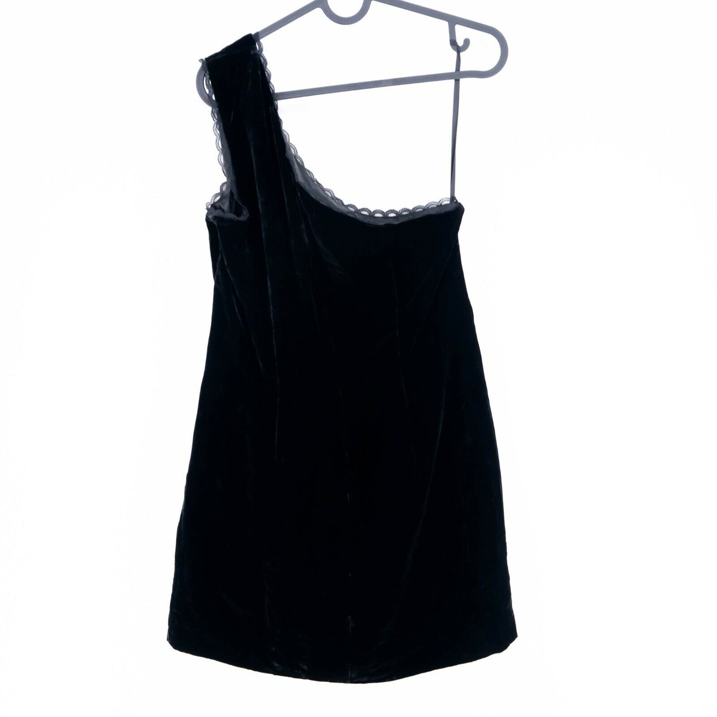 RRP €175 FRENCH CONNECTION Black Velvet One Shoulder Dress Size 12 - M