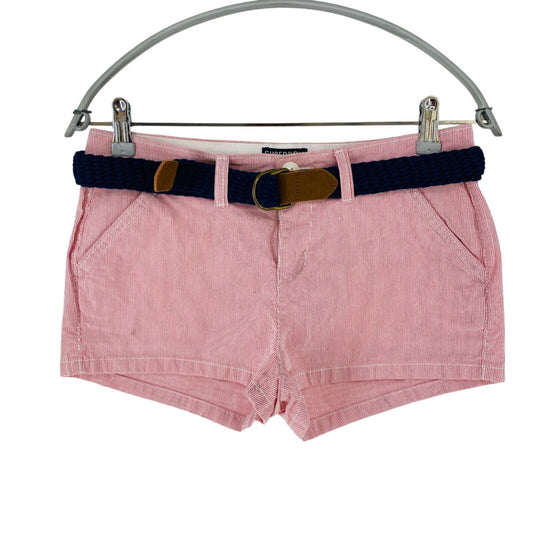 SUPERDRY Women Pink Regular Fit Belted Shorts Size XS W28